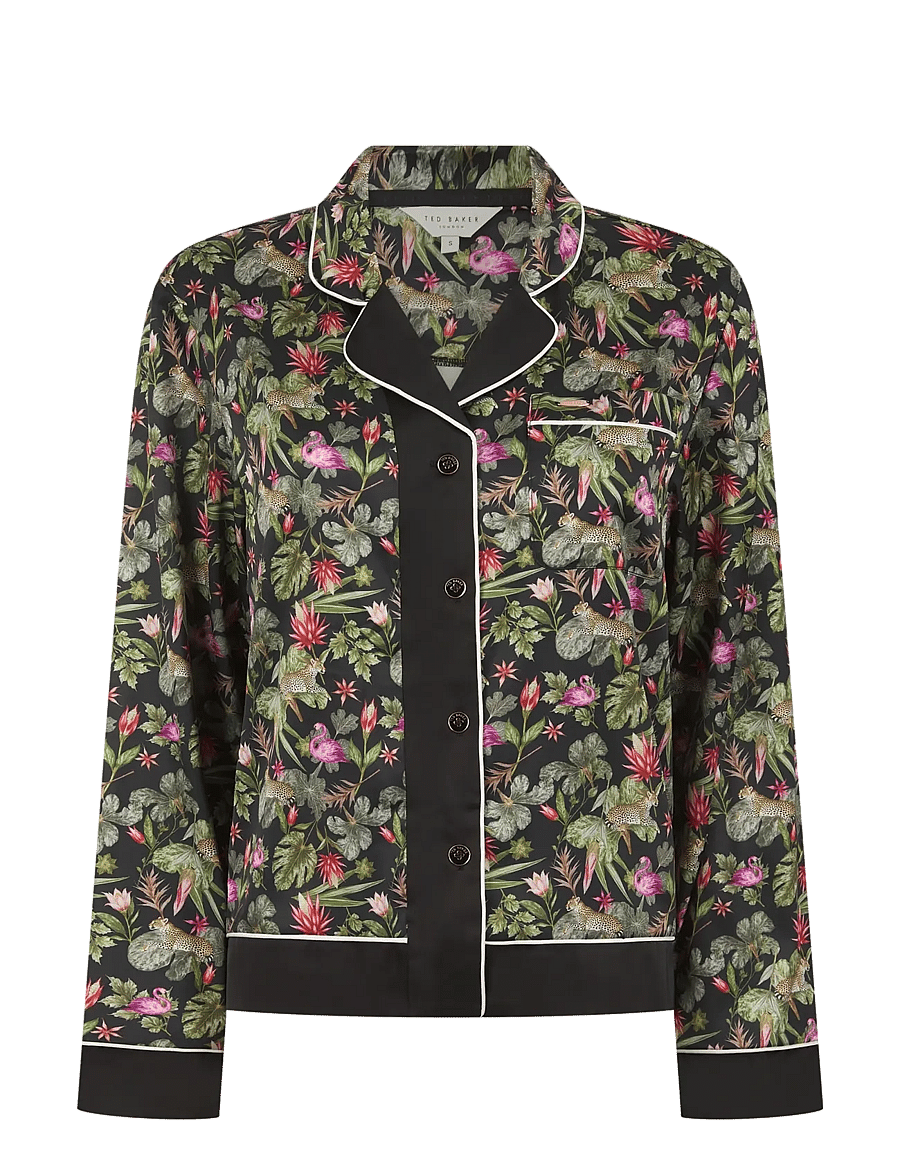 Ted Baker London - MARLEE PRINTED SATIN TRADITIONAL PYJAMA SET - pyjamas - jet black print - 1