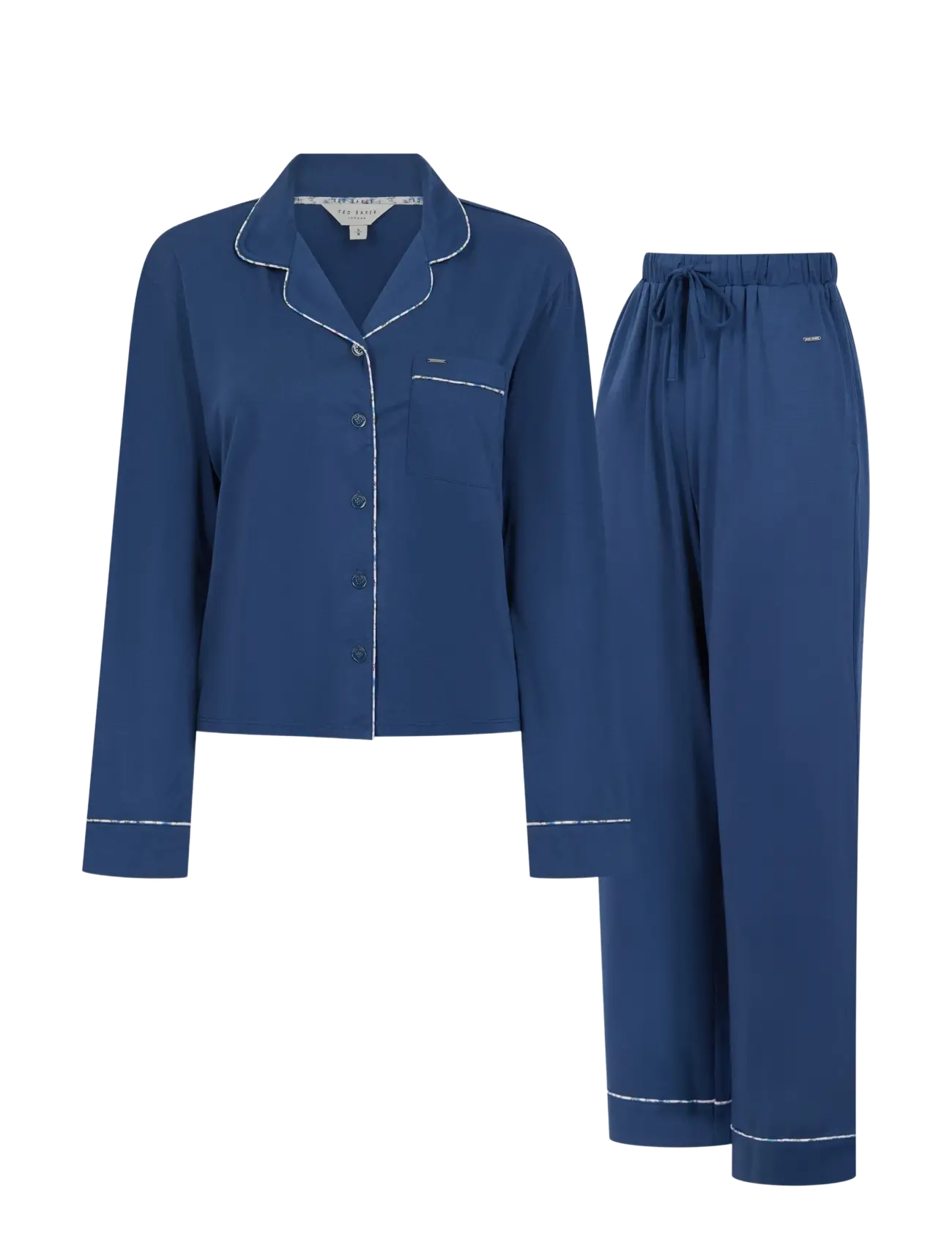 Ted Baker London BRINLEY LONG PYJAMA SET WITH CONTRAST PRINT PIPING - Pyjamas & loungewear - ENSIGN BLUE / navy