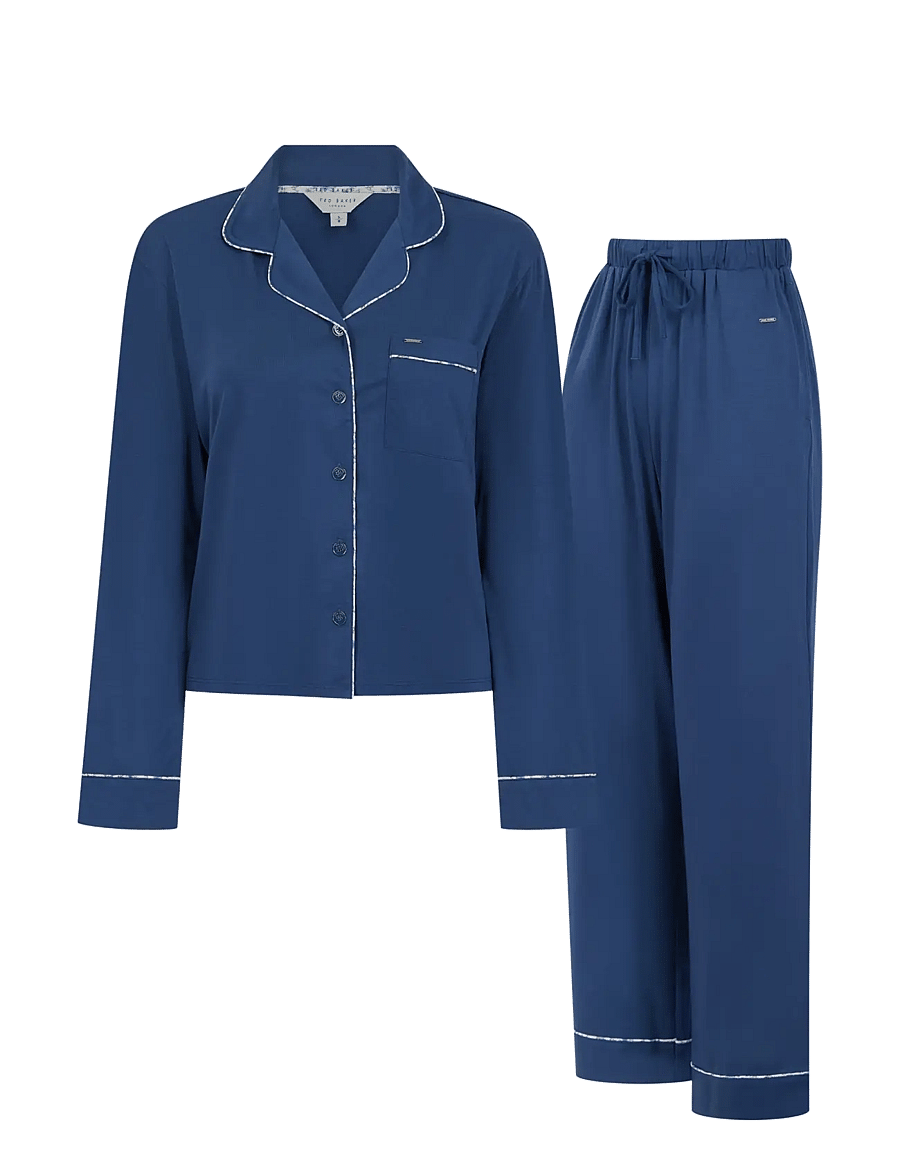 Ted Baker London - BRINLEY LONG PYJAMA SET WITH CONTRAST PRINT PIPING - pyjamas - ensign blue - 0
