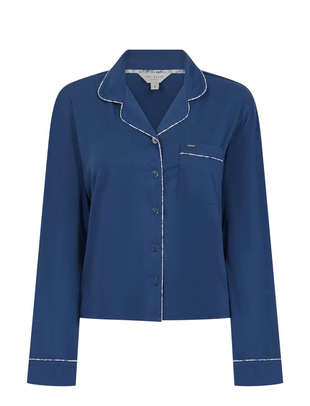Ted Baker London - BRINLEY LONG PYJAMA SET WITH CONTRAST PRINT PIPING - pyjamas - ensign blue - 1