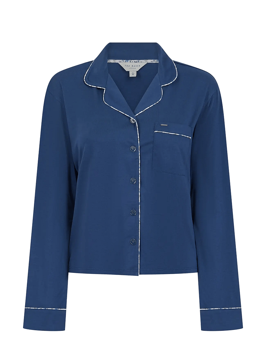 Ted Baker London - BRINLEY LONG PYJAMA SET WITH CONTRAST PRINT PIPING - pyjamas - ensign blue - 1