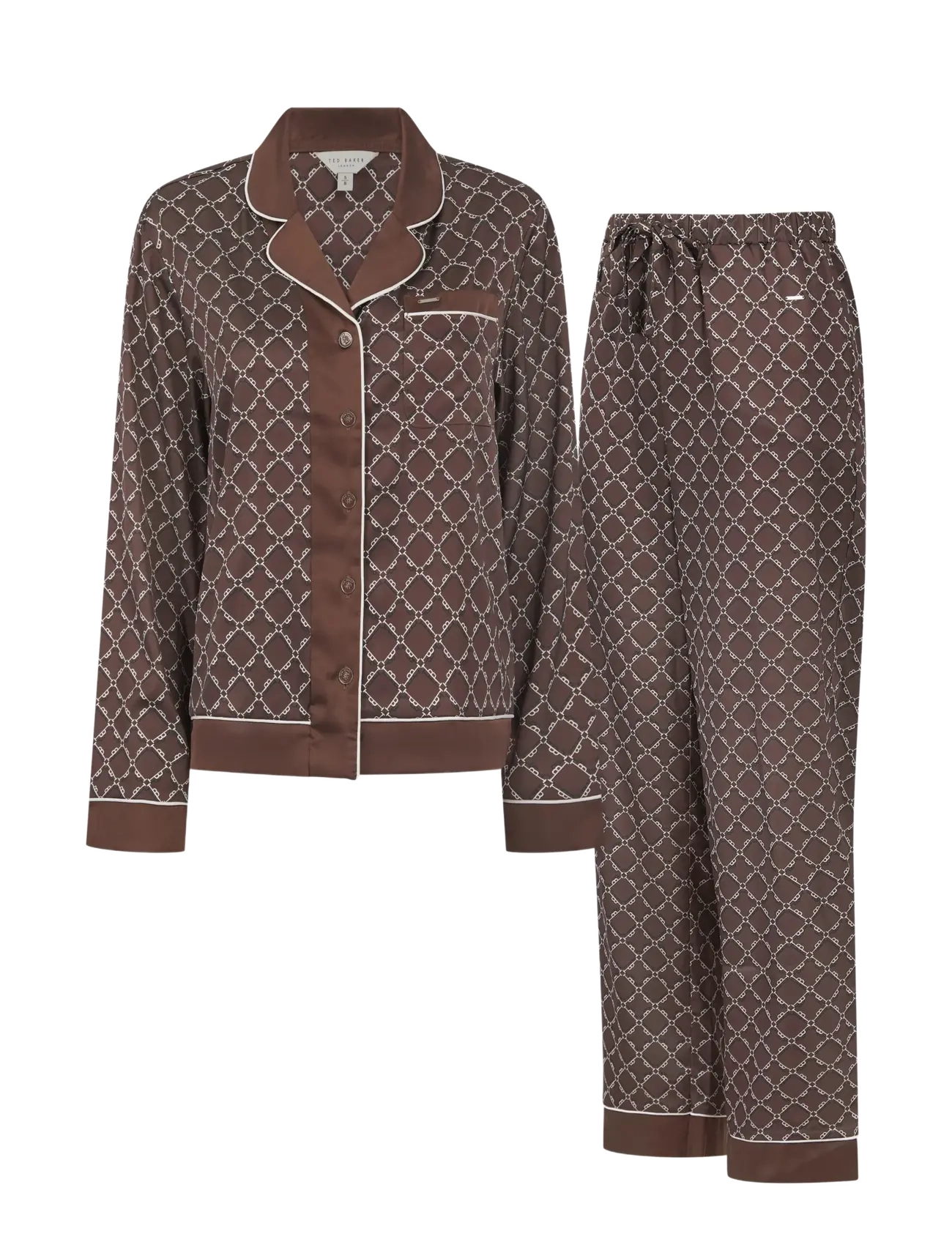 Ted Baker London - BIANKA LONG MONOGRAM PRINTED PYJAMA SET - pyjamas - shaved chocolate - 0