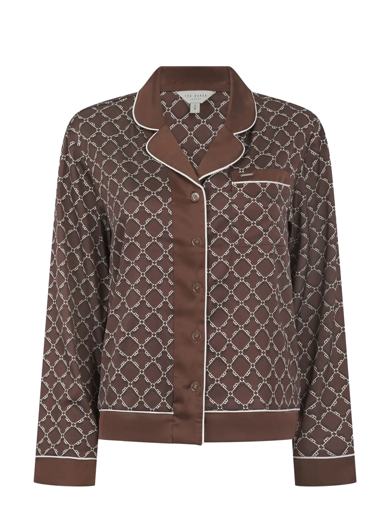 Ted Baker London - BIANKA LONG MONOGRAM PRINTED PYJAMA SET - pyjamas - shaved chocolate - 1