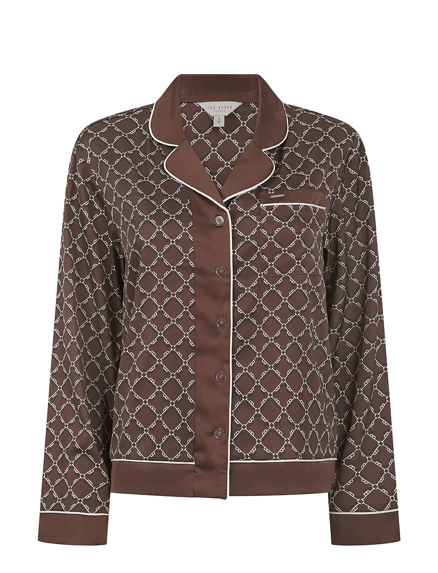 Ted Baker London - BIANKA LONG MONOGRAM PRINTED PYJAMA SET - pyjamas - shaved chocolate - 1