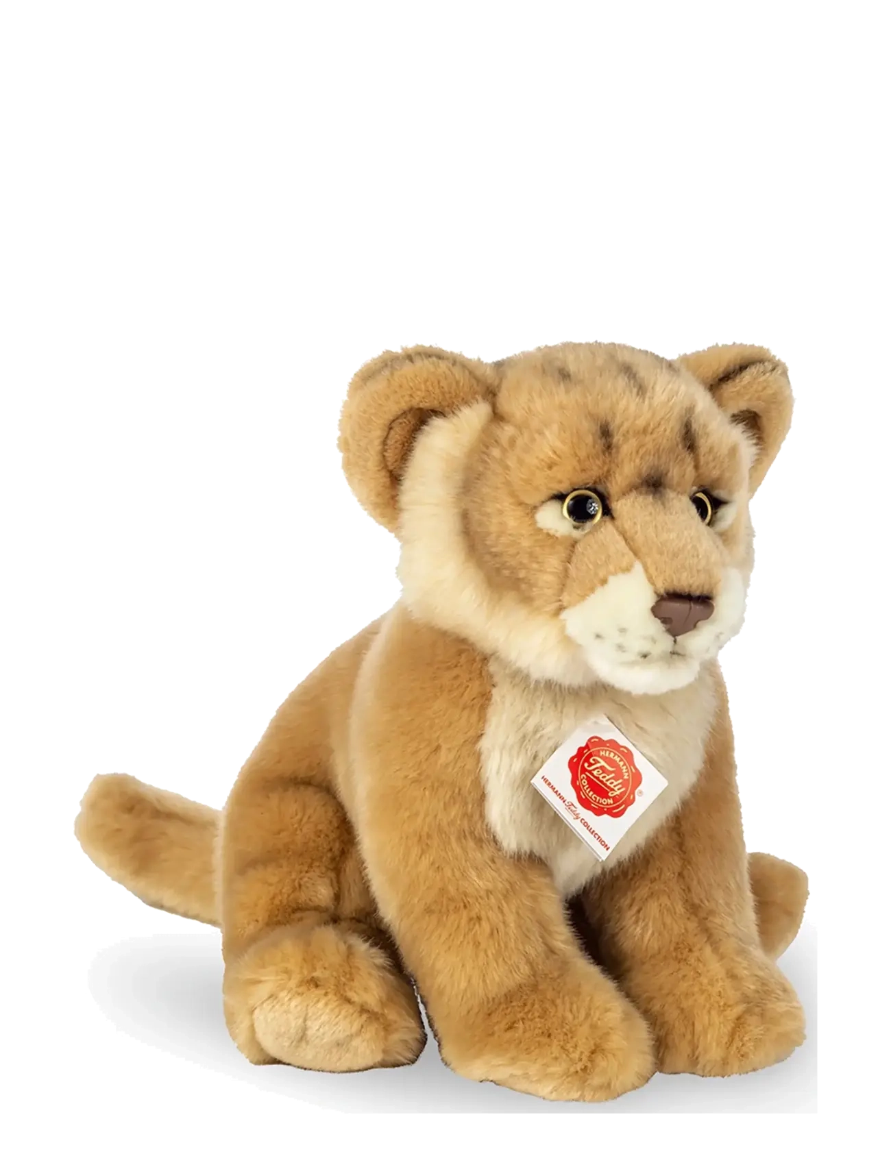 Teddy Hermann Sitting Lion Cub 27 cm, One Size, Brown, Soft Legetøj > Stuffed Animals, Børn
