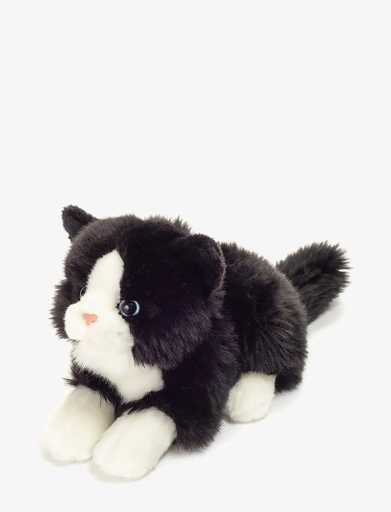 Teddy Hermann - Lying Cat black-white 20 cm - tøjdyr - black - 1