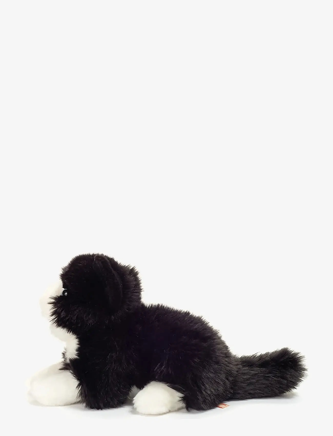 Teddy Hermann - Lying Cat black-white 20 cm - tøjdyr - black - 2