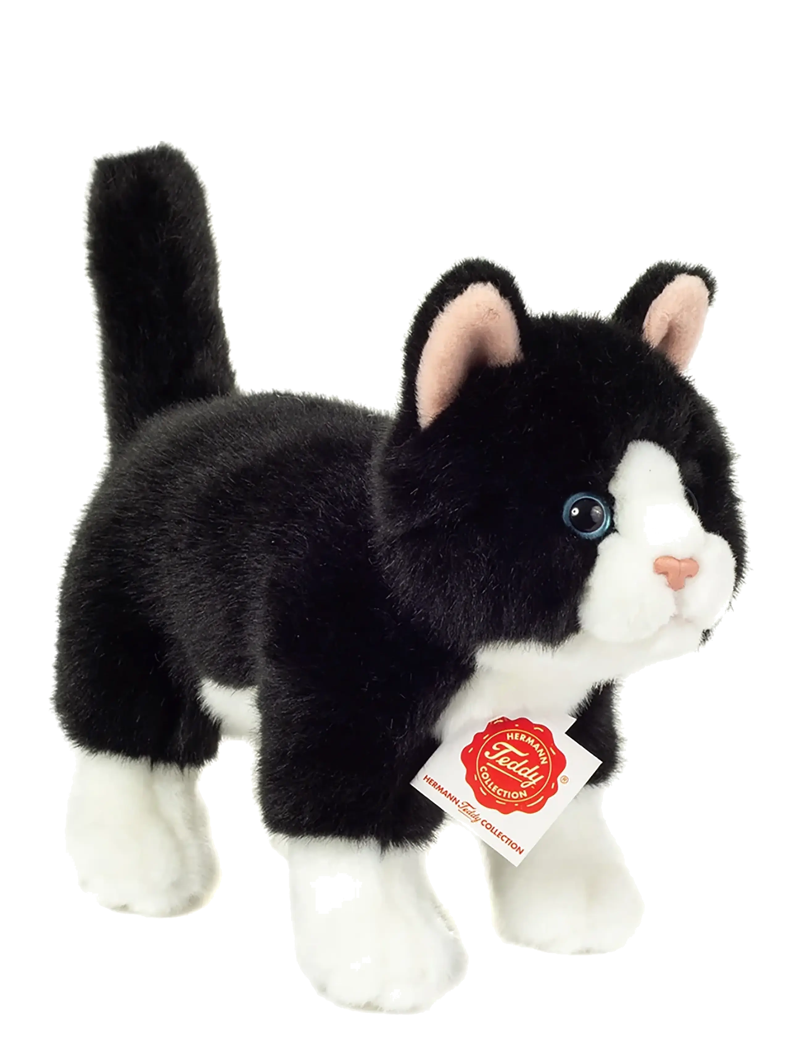 Teddy Hermann Standing Cat Black-White 20 Cm, Børn, Stuffed Dyr, Sort, Str: 20 CM
