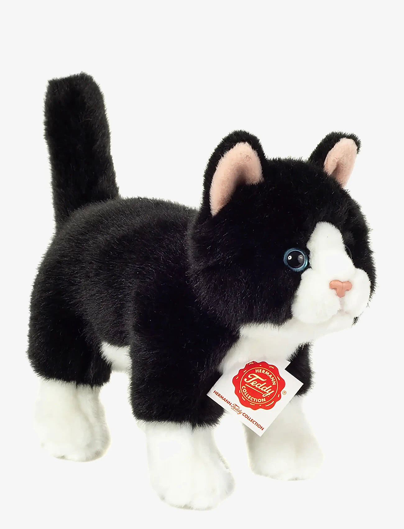 Teddy Hermann - Standing Cat black-white 20 cm - tøjdyr - black - 0