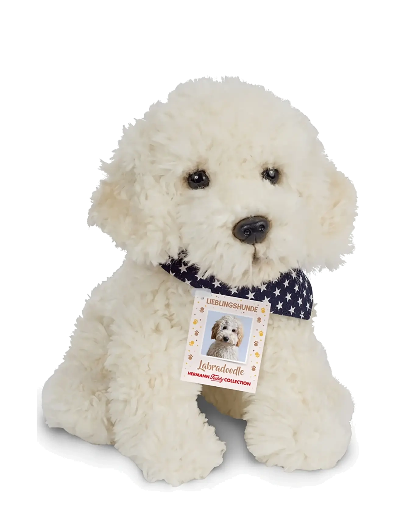 Teddy Hermann Sitting Labradoodle 28 cm, One Size, White, Soft Legetøj > Stuffed Animals, Børn