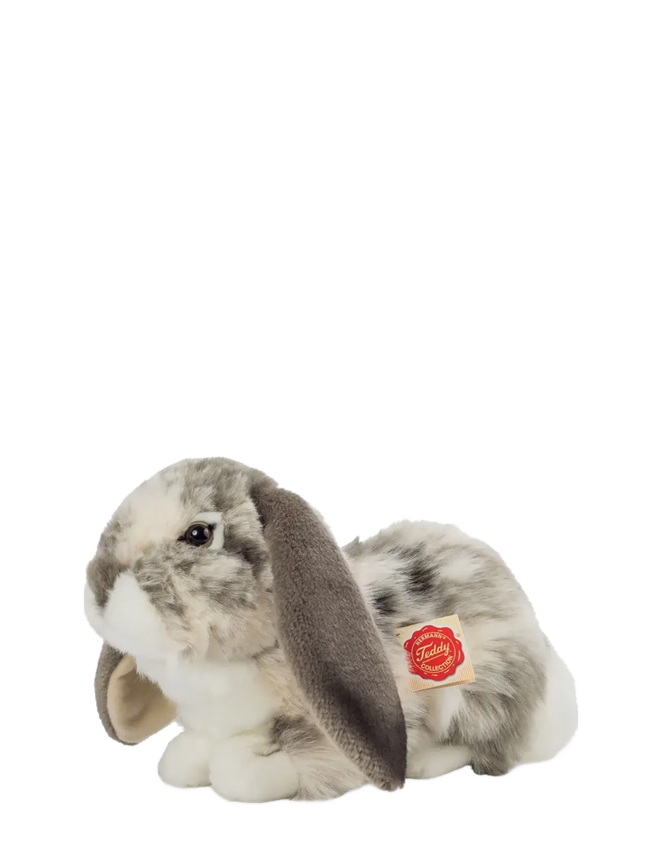 Teddy Hermann Lying Rabbit Grey-White 30 cm, 30 cm, Grey, Soft Legetøj > Stuffed Animals, Børn