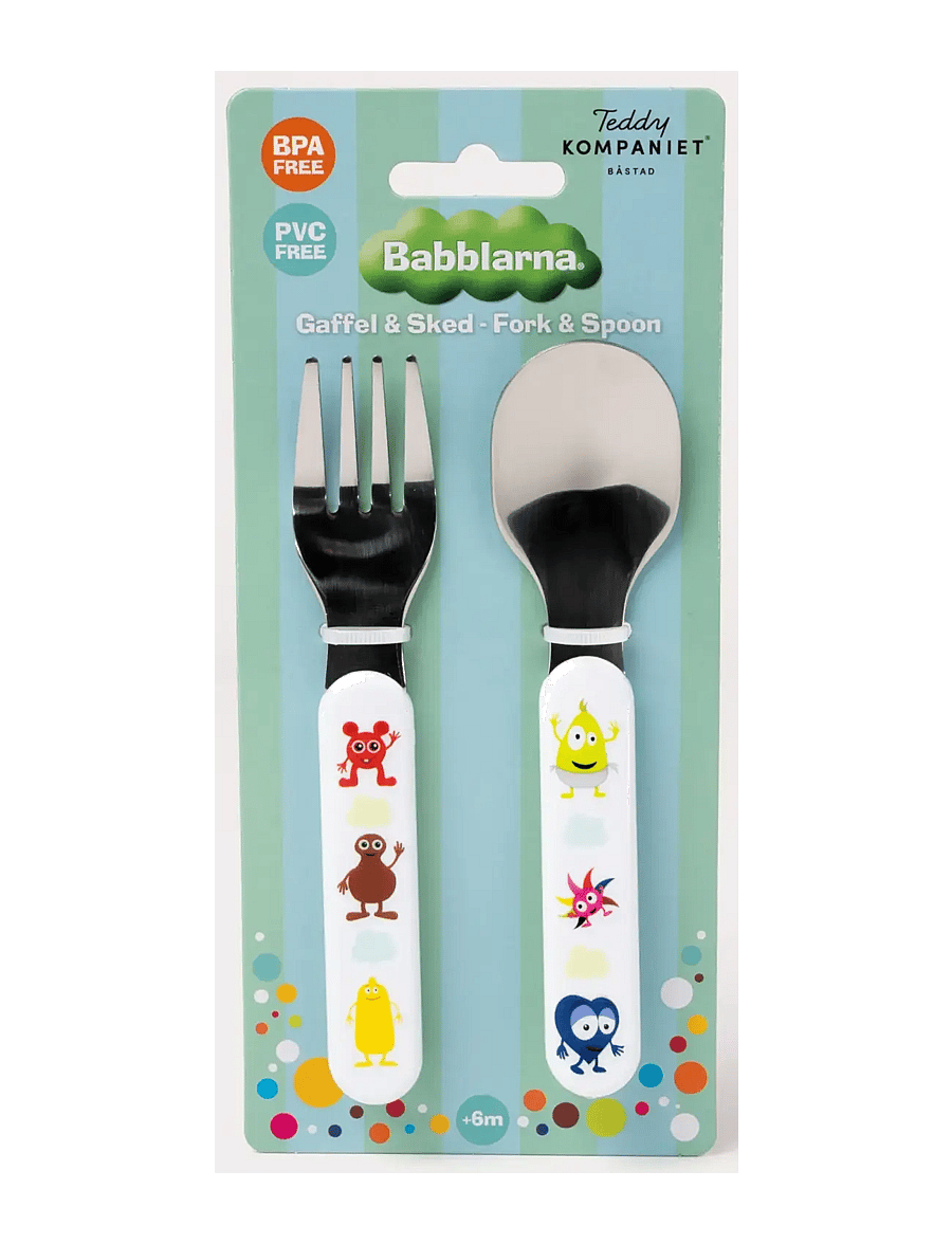 Babblarna - Babblarna- Cutlery, Fork & Spoon - serveringsset - white - 1