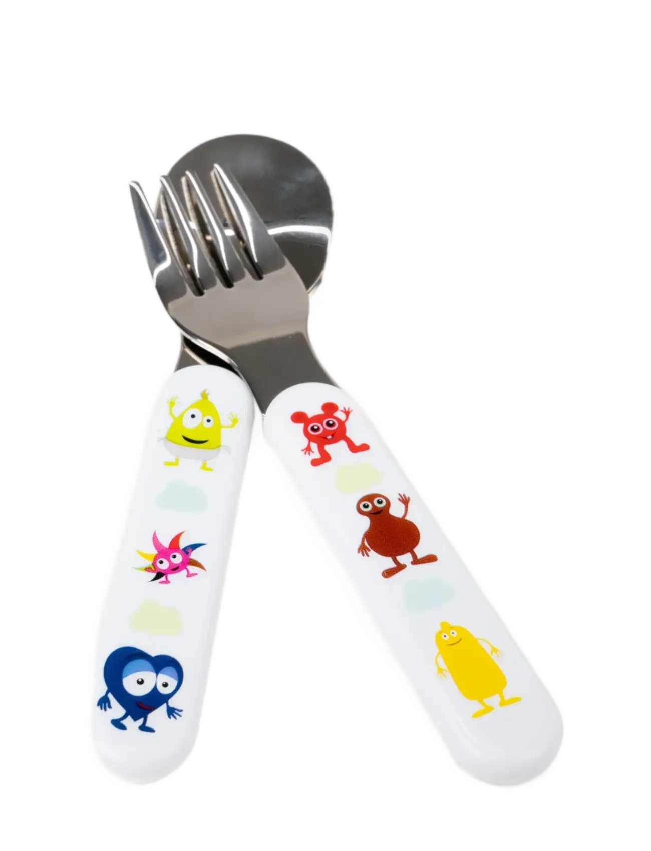 Teddykompaniet - Babblarna- Cutlery, Fork & Spoon - laveste priser - white - 2
