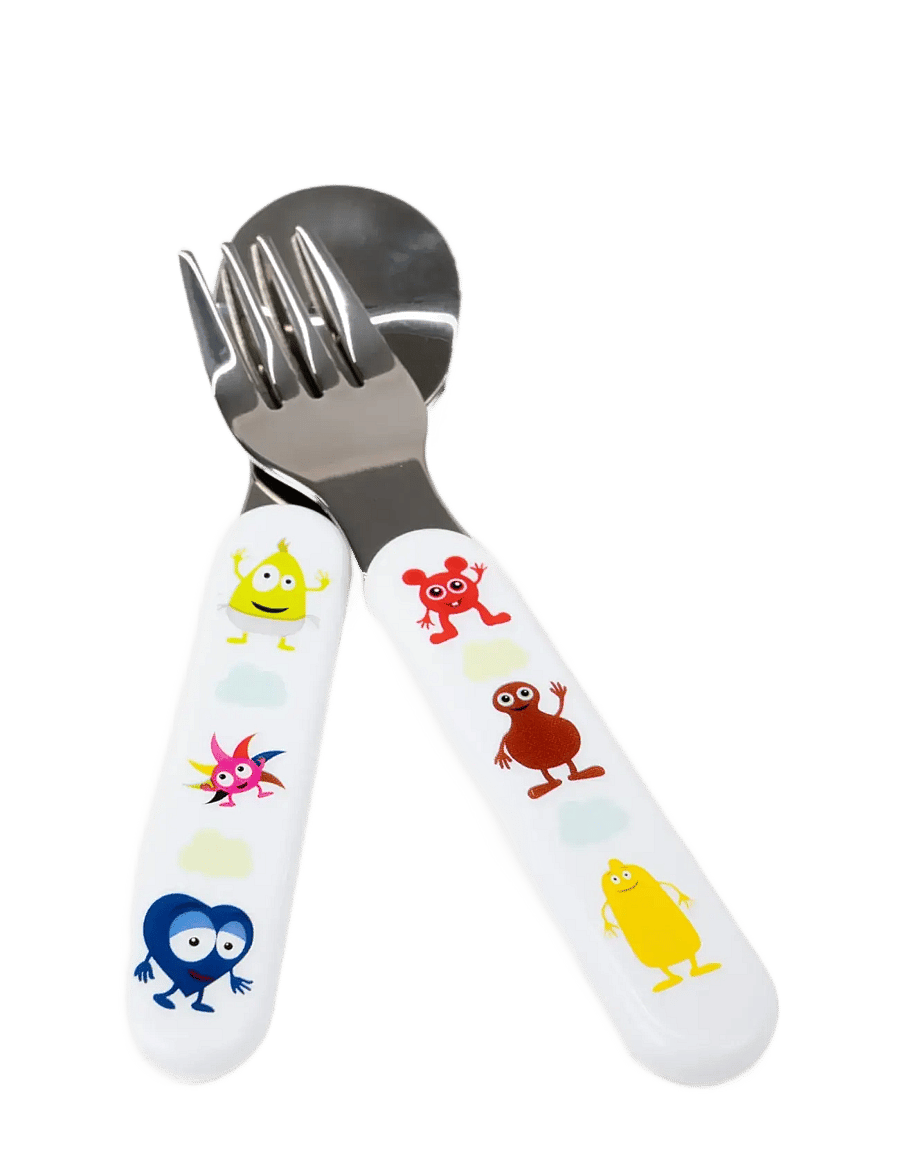 Babblarna - Babblarna- Cutlery, Fork & Spoon - serveringsset - white - 2
