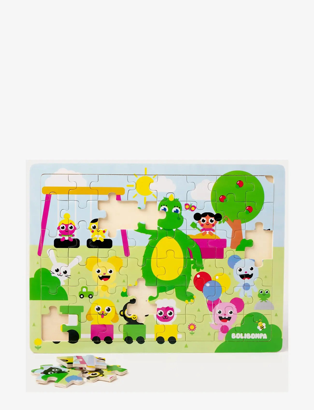 Bolibompa - Boliboma- Dragon in playground, Puzzle - træpuslespil - green - 1