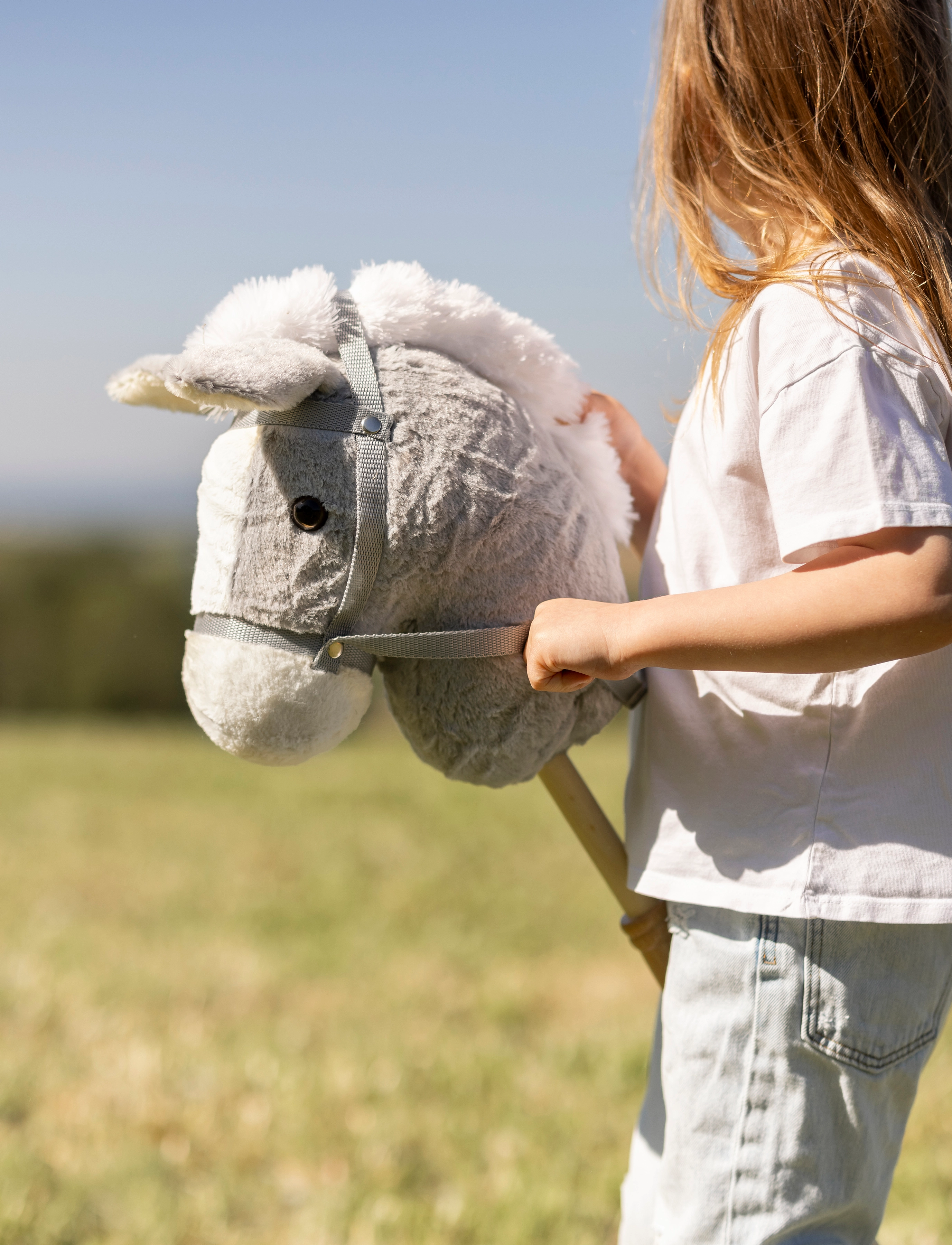 Teddykompaniet Hobby Horse, Grey, Detachable, 100Cm, 100 cm, Spielzeug, Grau - Ride On Kinder