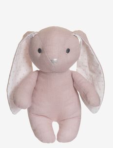 Elina, rabbit in cotton and linen fabric, pink, Teddykompaniet