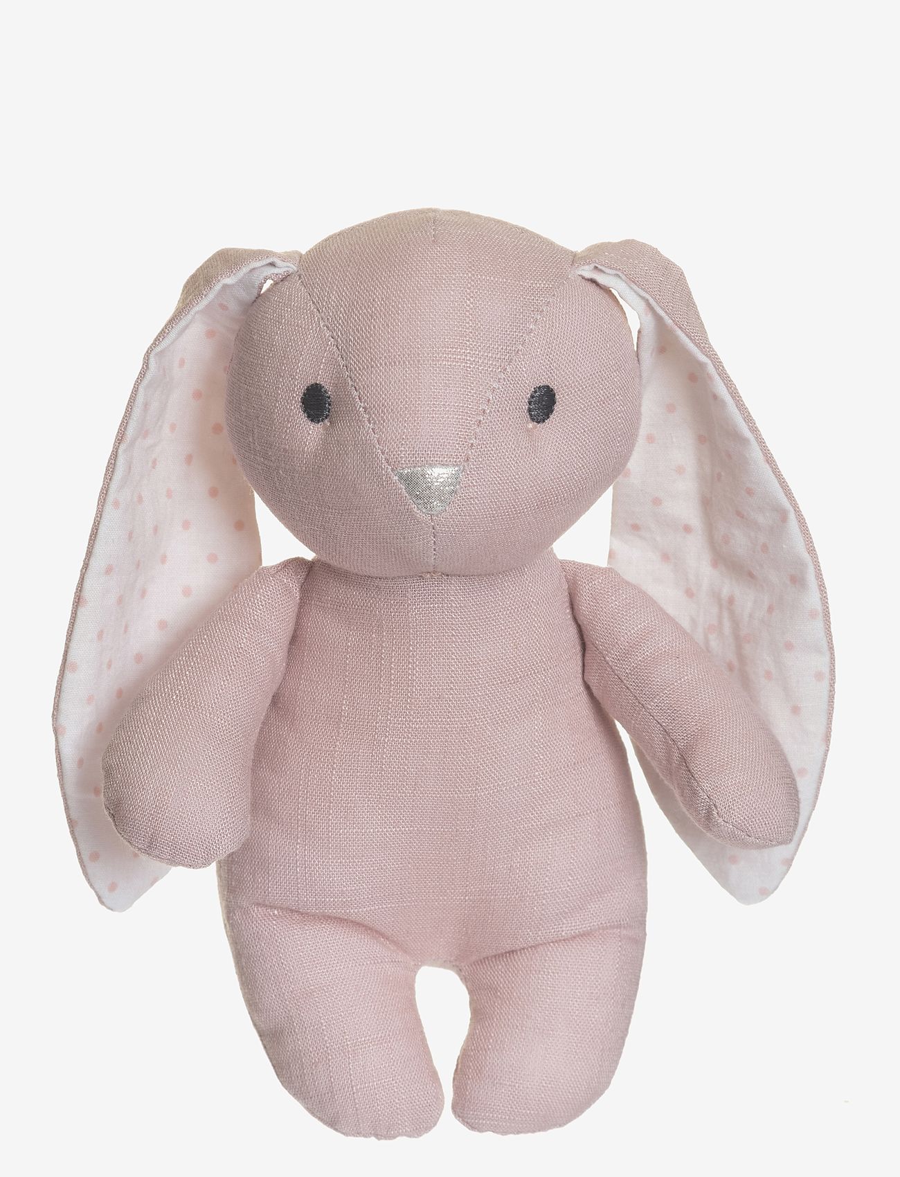 Teddykompaniet - Elina, rabbit in cotton and linen fabric, pink - tøjdyr - pink - 0