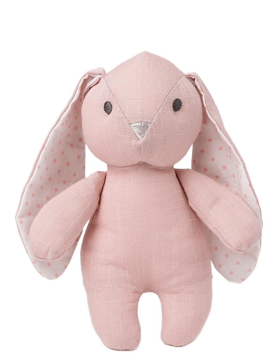 Teddykompaniet - Elina, rabbit in cotton and linen fabric, pink - pehmed loomad - pink - 0