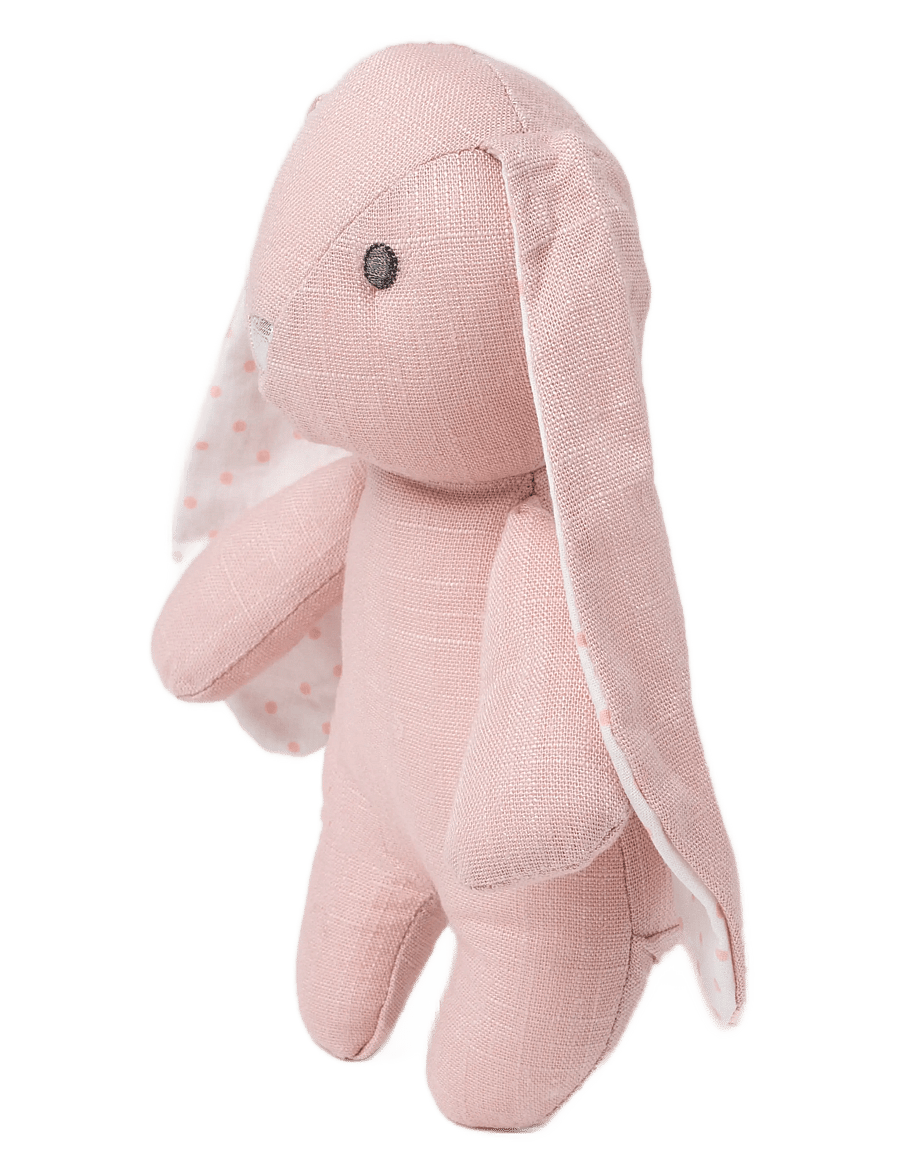Teddykompaniet - Elina, rabbit in cotton and linen fabric, pink - pehmed loomad - pink - 1