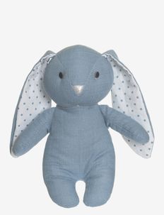 Elina, rabbit in cotton and linen fabric, blue, Teddykompaniet