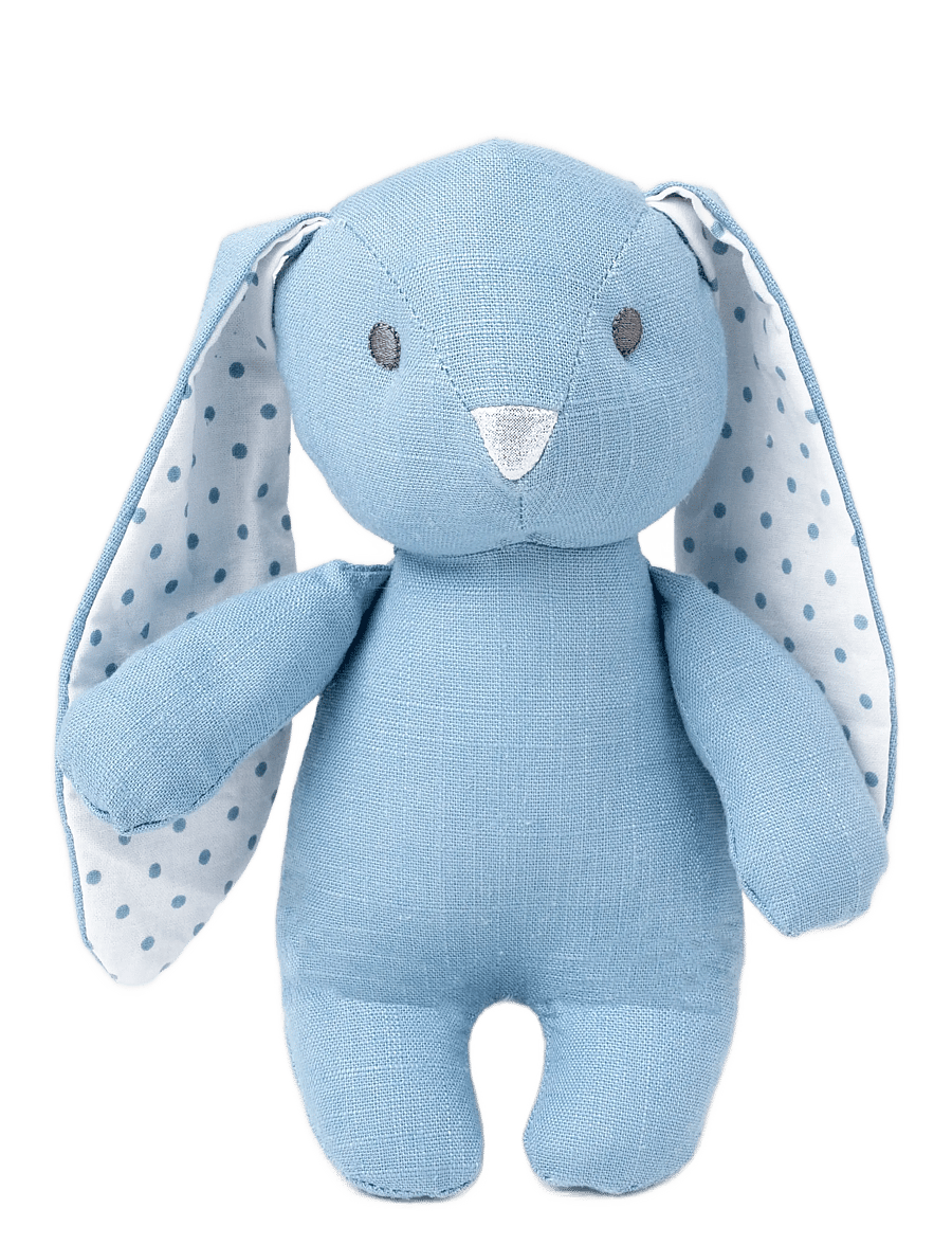 Teddykompaniet - Elina, rabbit in cotton and linen fabric, blue - pehmed loomad - blue - 0