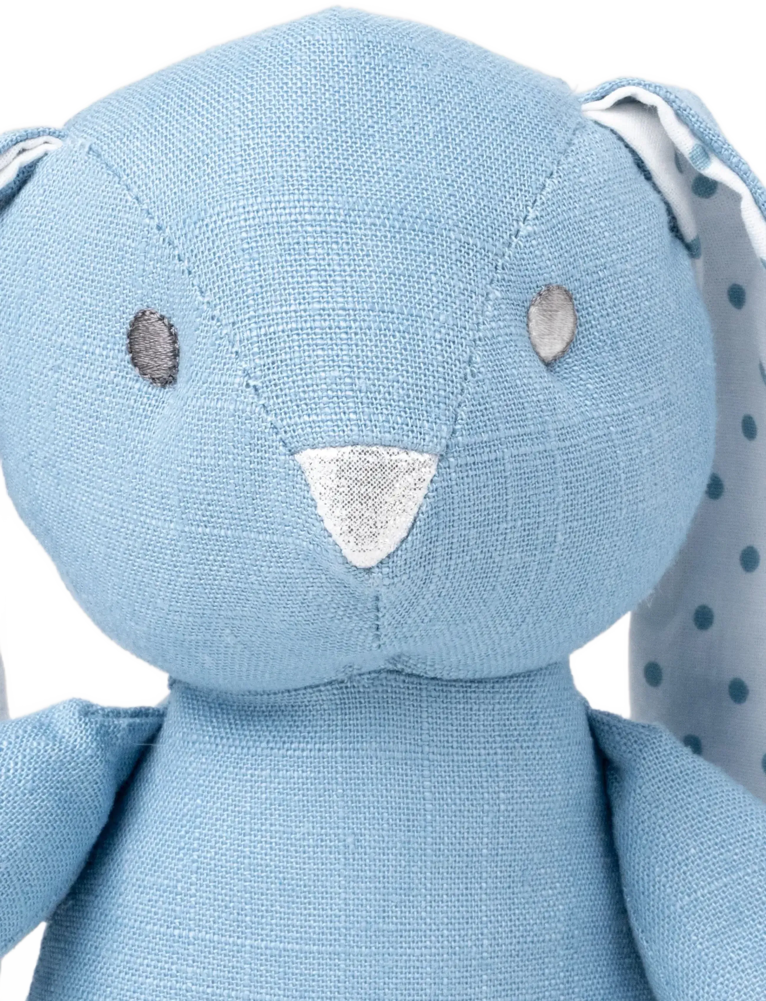 Teddykompaniet - Elina, rabbit in cotton and linen fabric, blue - animaux en peluche - blue - 3