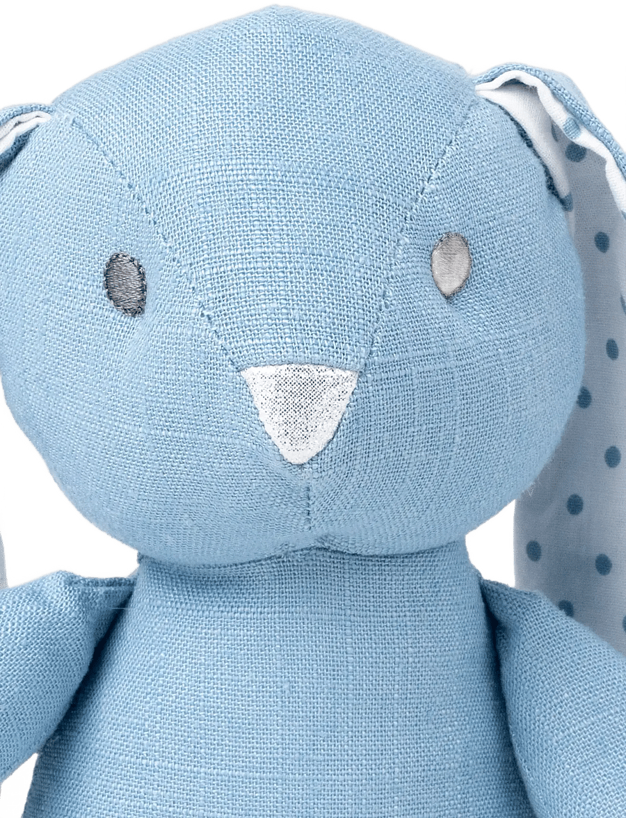 Teddykompaniet - Elina, rabbit in cotton and linen fabric, blue - pehmed loomad - blue - 3