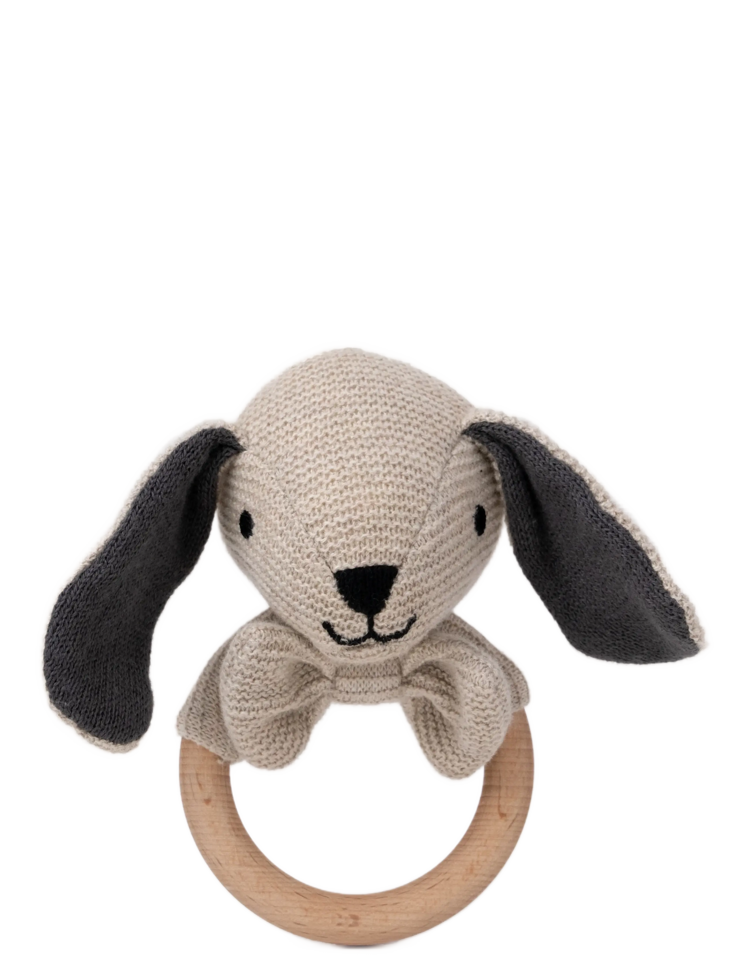 Teddy baby, Organic Rattle Dog, Knitted - BEIGE
