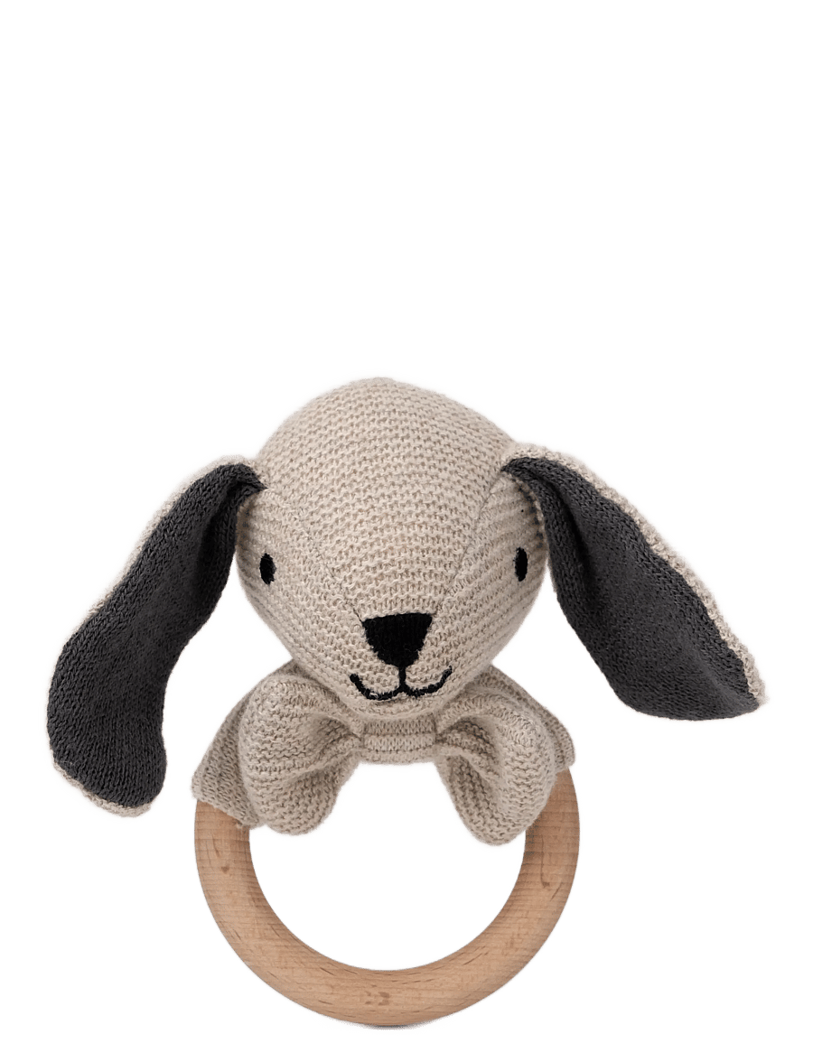 Teddykompaniet - Teddy baby, Organic Rattle Dog, Knitted - kõrinad - beige - 0