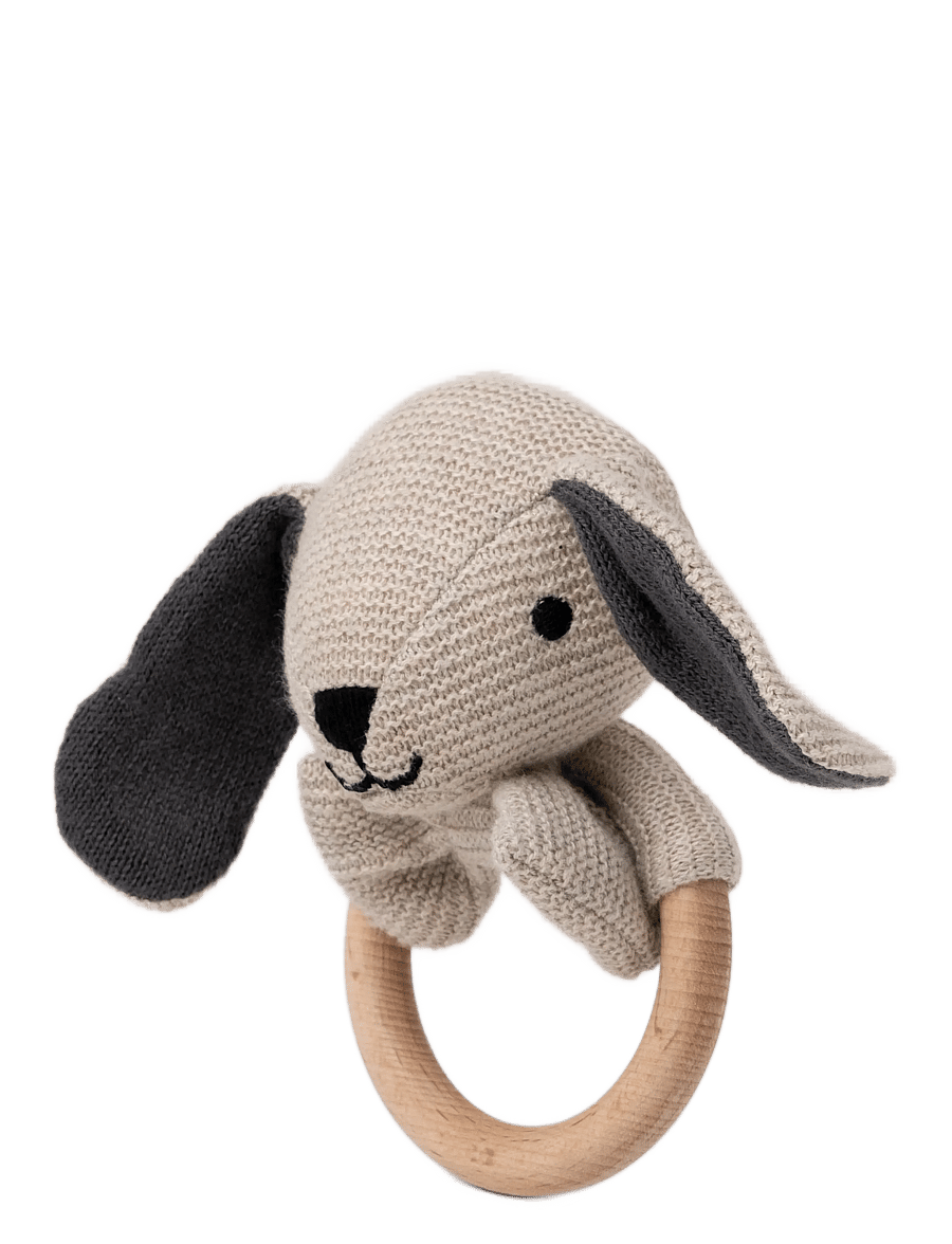 Teddykompaniet - Teddy baby, Organic Rattle Dog, Knitted - kõrinad - beige - 1
