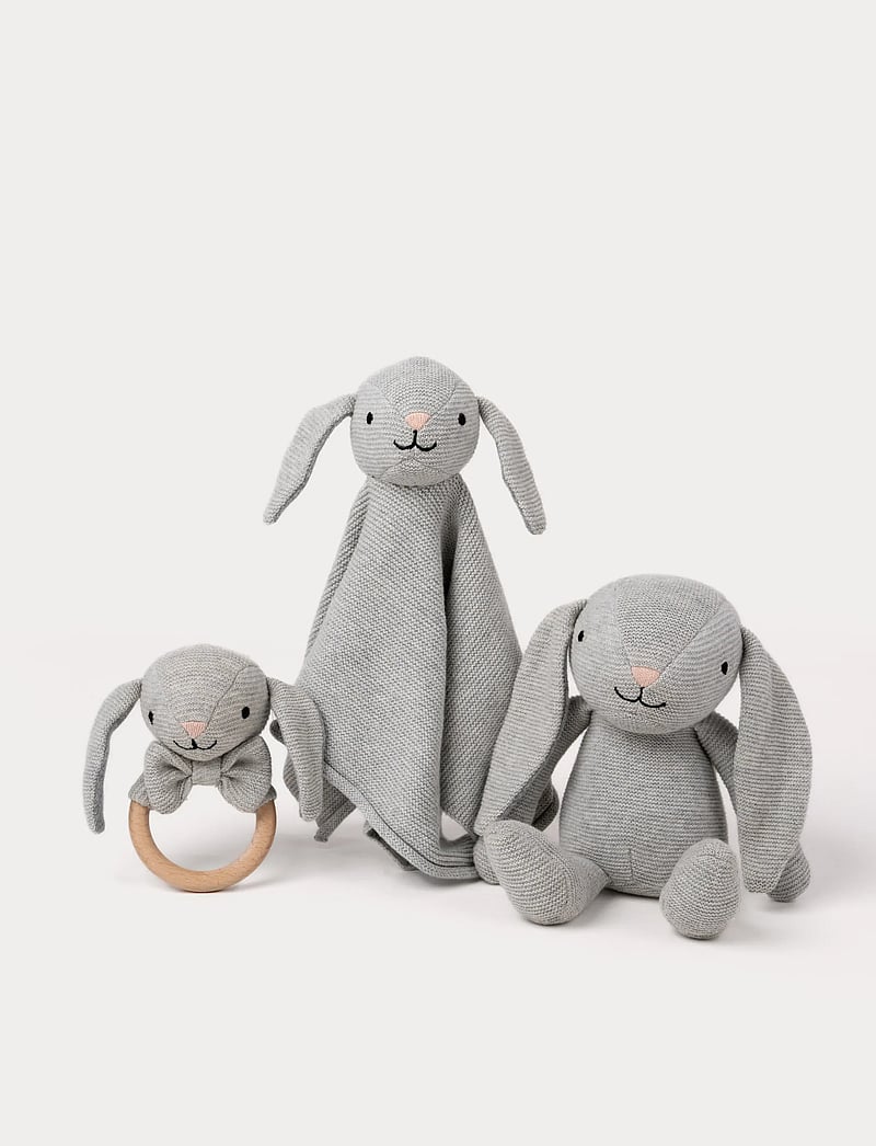 Teddykompaniet - Teddy baby, Organic Doudou Rabbit, knitted - kaisutekid - grey - 0
