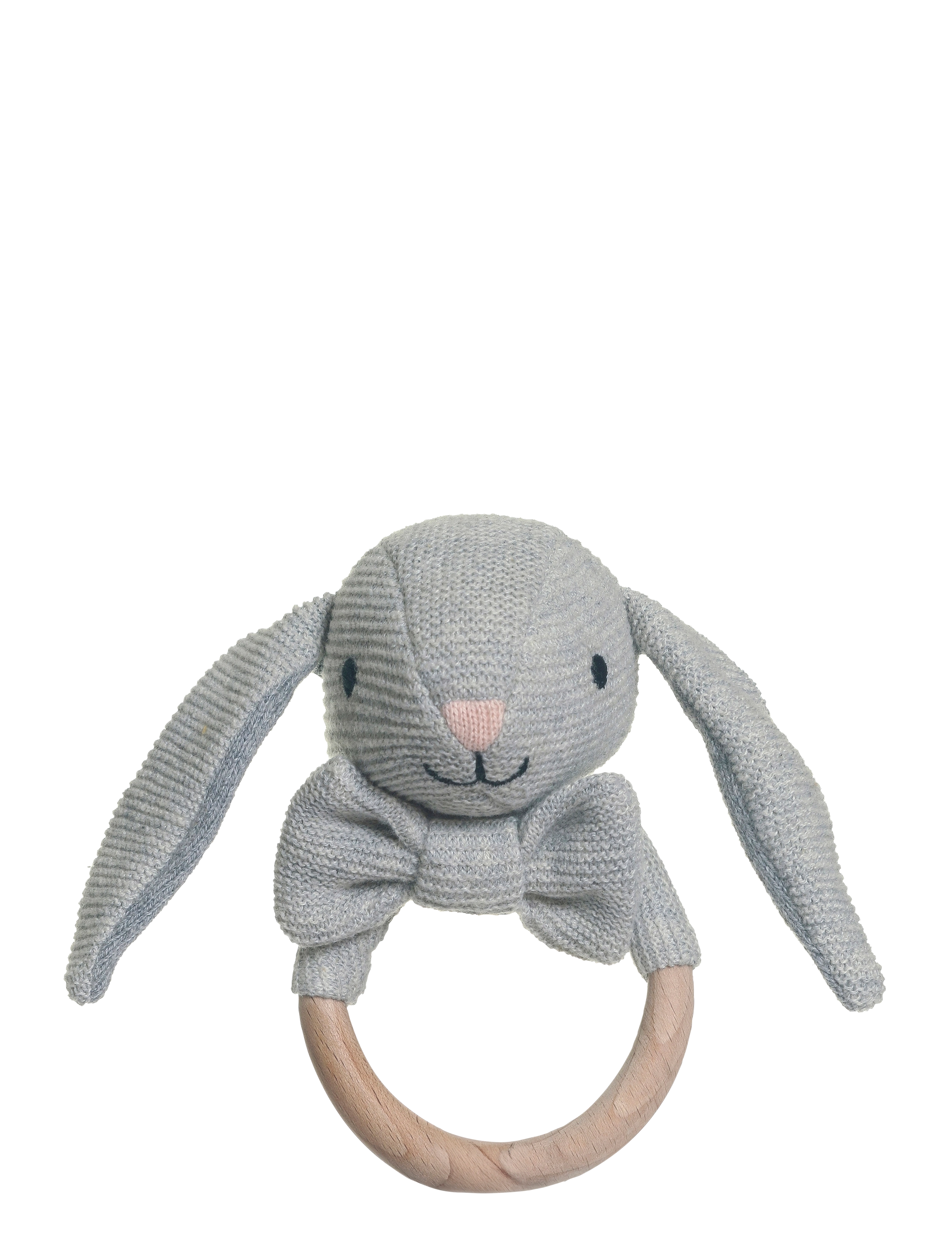 Teddykompaniet Teddy Baby, Organic Rattle, Rabbit, Knitted, Børn, Rattles, Grå, Str: 16 cm