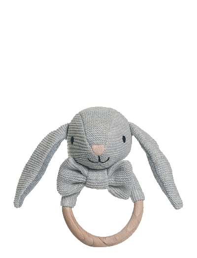 Teddykompaniet Teddy baby, Organic Rattle, Rabbit, Knitted - Rasseln - GREY / grey