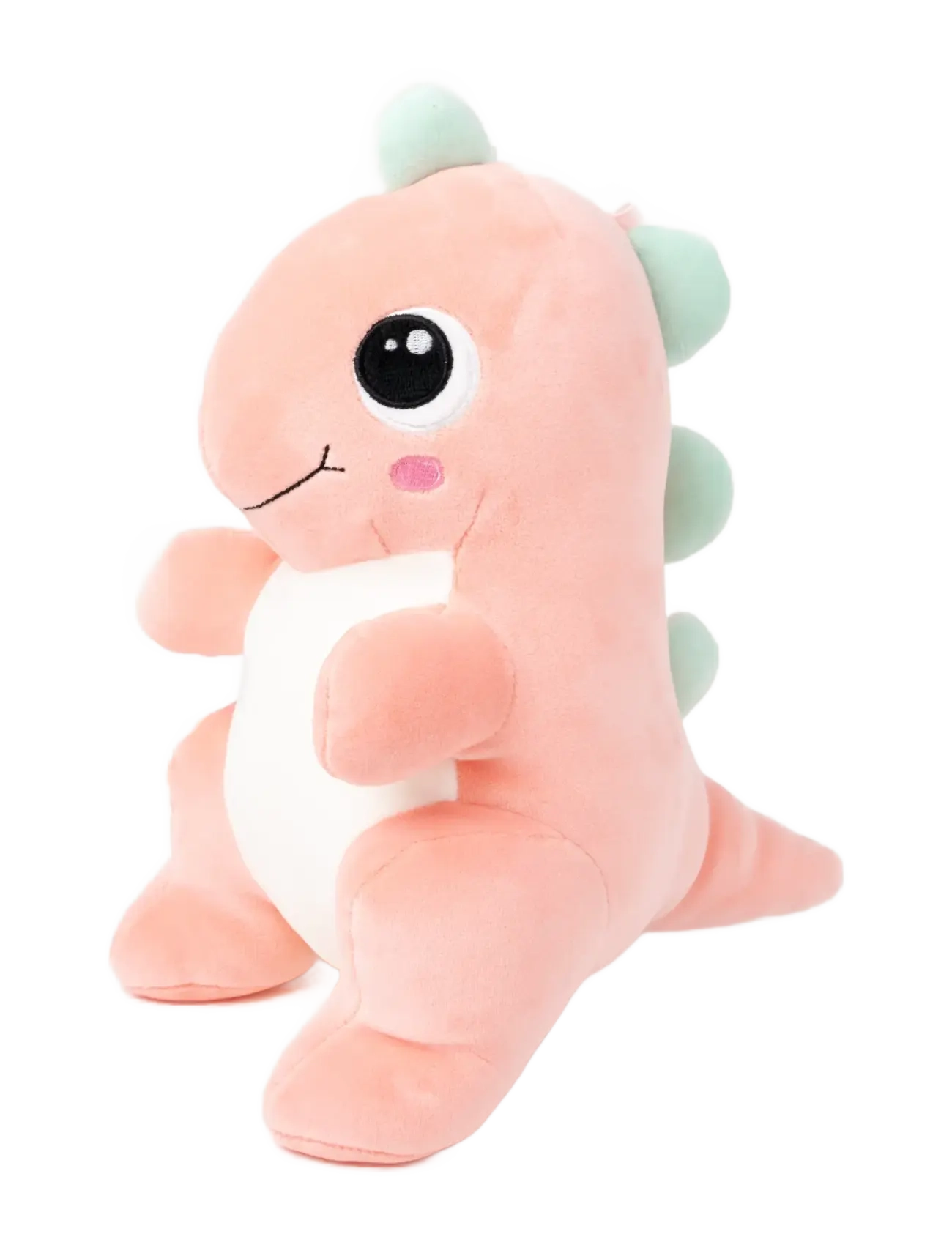 TEDDYKOMPANIET Squeezie, Sitting Dino, Pink Pink - 25 Cm - Kinder