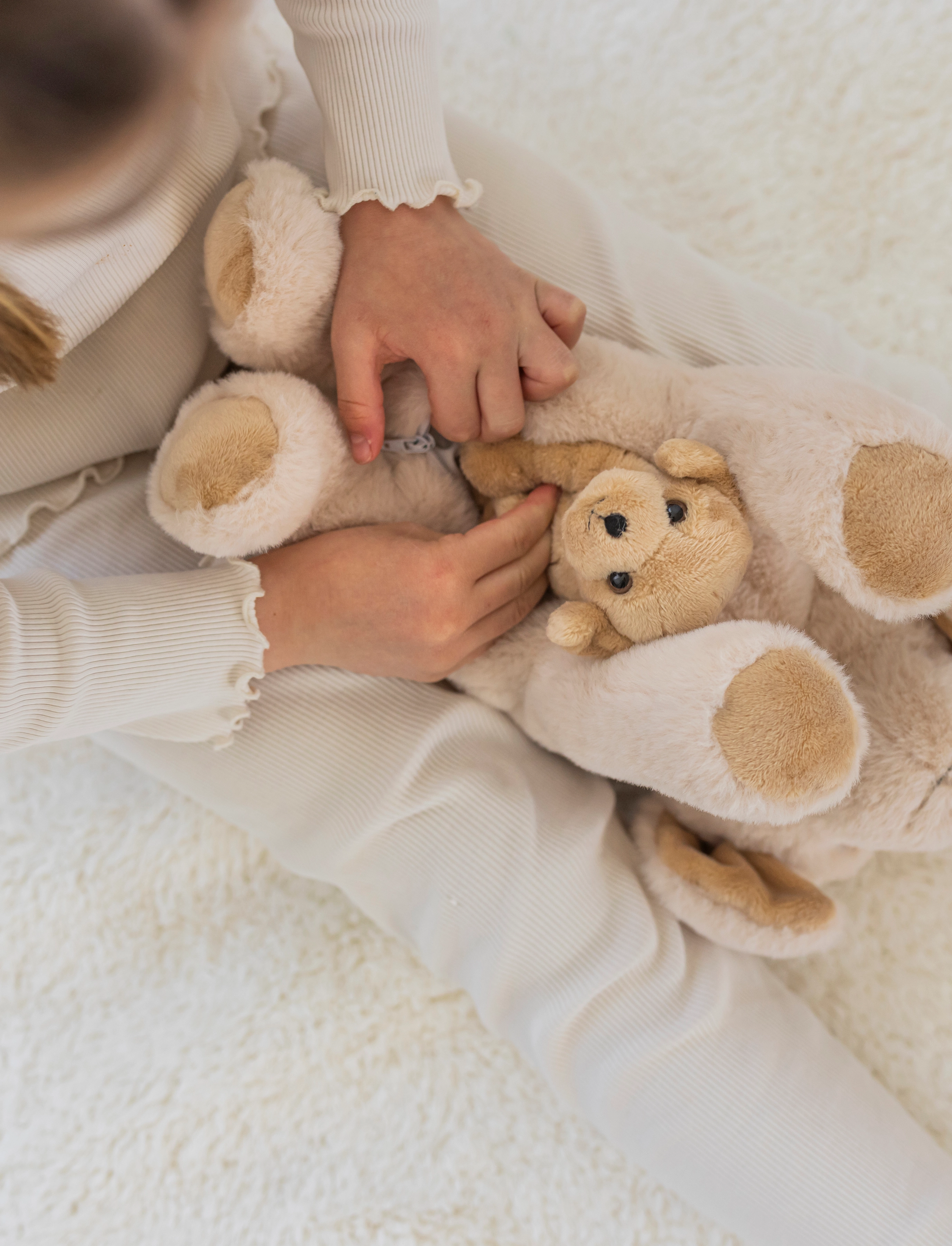 Teddykompaniet The Dog Tess With Puppy, 23 cm, Beige, Soft Legetøj > Stuffed Animals, Børn
