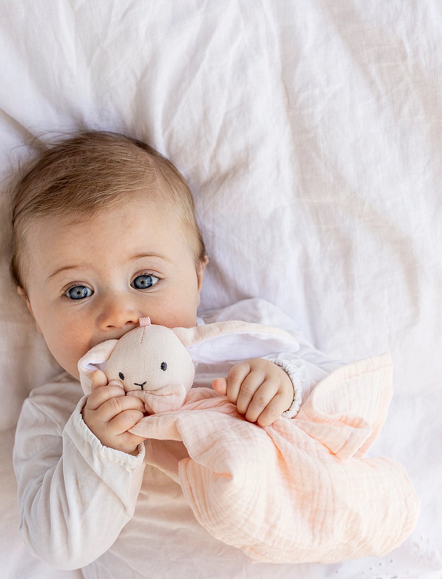 Teddykompaniet - Diinglisar, Blankie, Rabbit, Muslin, baby pink - pink - 0