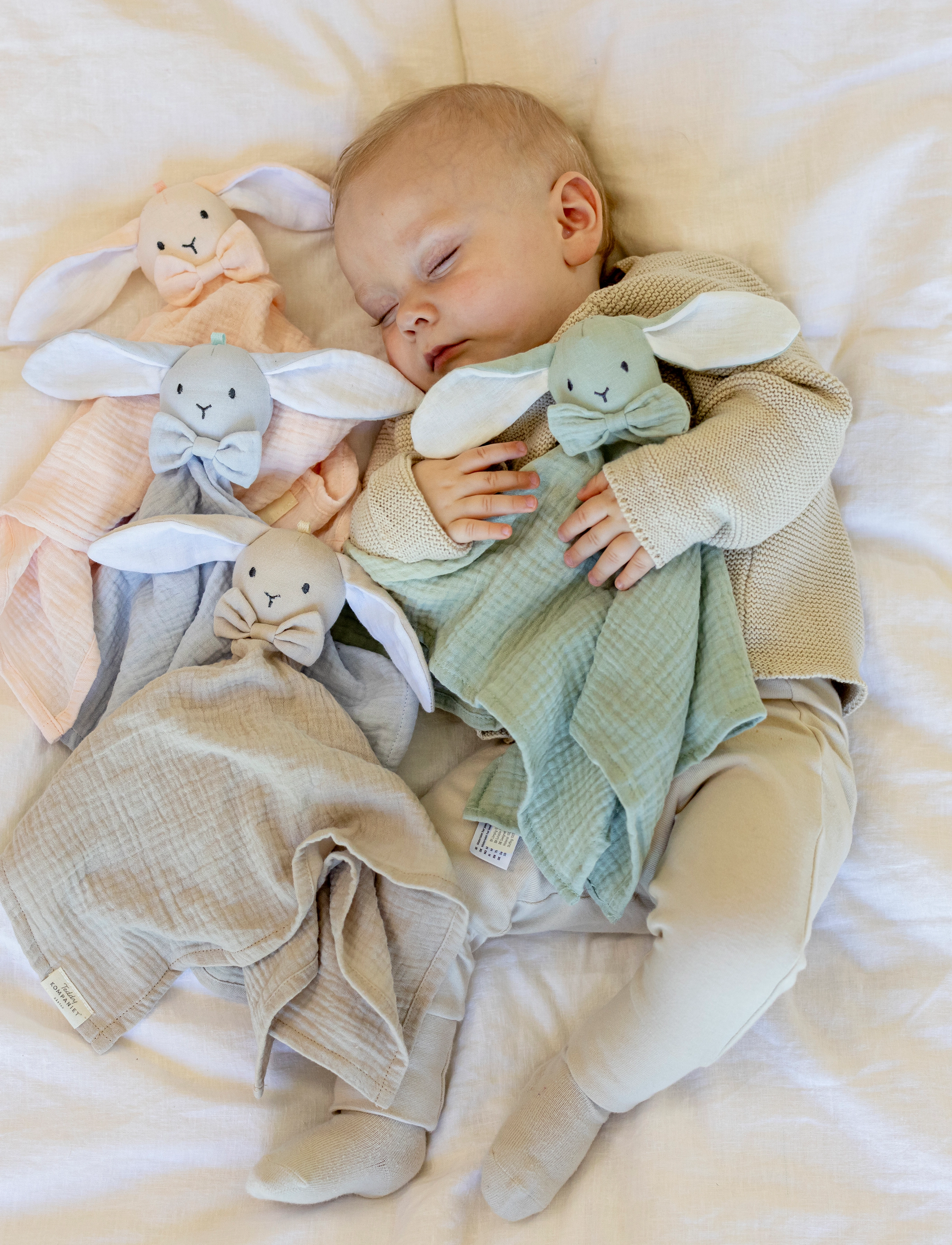 Teddykompaniet Diinglisar, Blankie, Rabbit, Muslin, Greige, Børn, Muslin Kanin Nusseklud, Beige, Str: 40X40CM