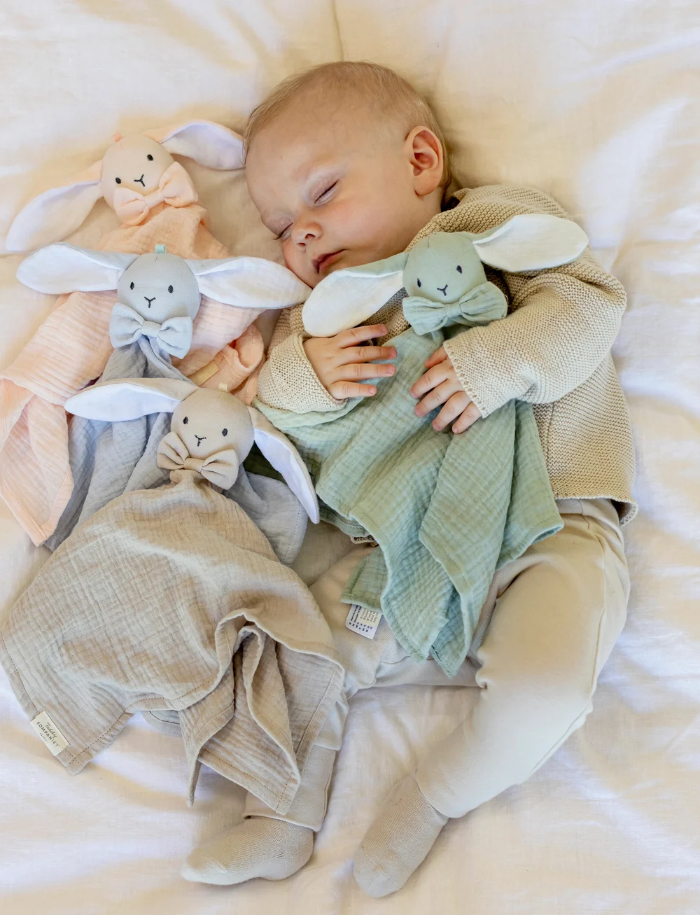 Teddykompaniet - Diinglisar, Snuttefilt, Kanin, Muslin, greige - snuttefiltar - grey - 0