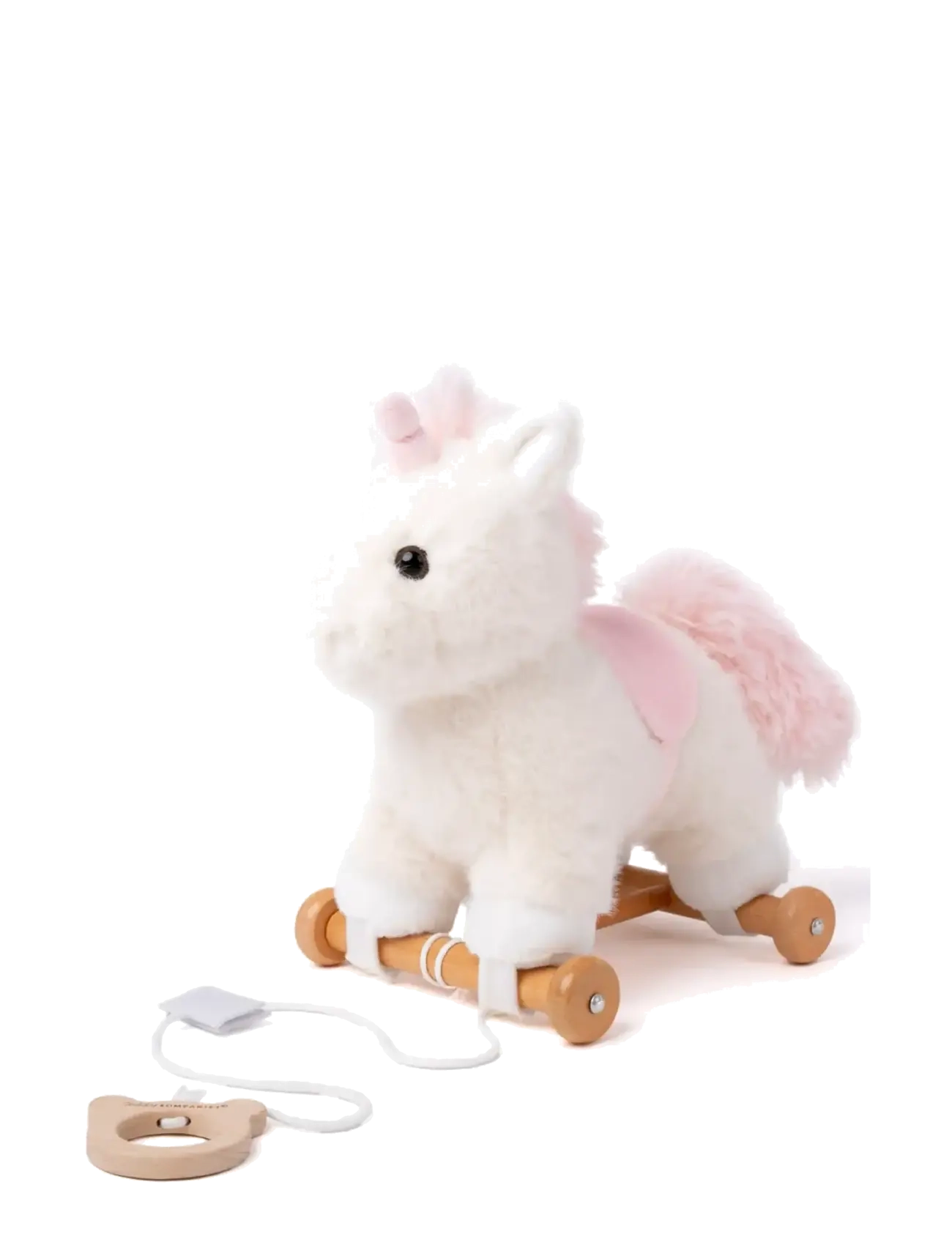 Teddykompaniet Dragdjur, Enhörning, Pull Along Legetøj, Hvid, Str: 30 CM