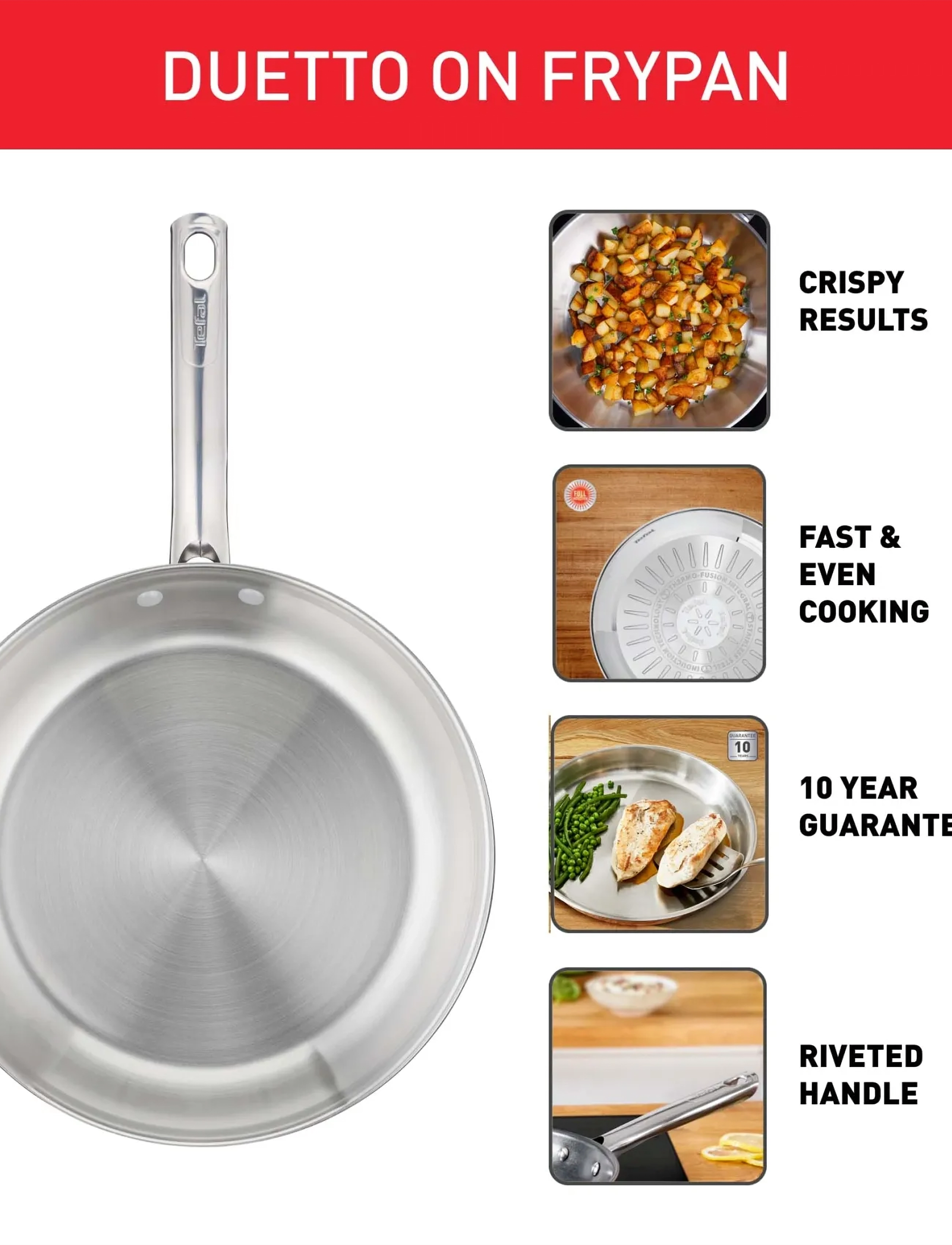 Tefal Duetto On Fry Pan 20 Cm, Uncoated, Ø cm, Pots & Pans, Silber - Frying Homeware