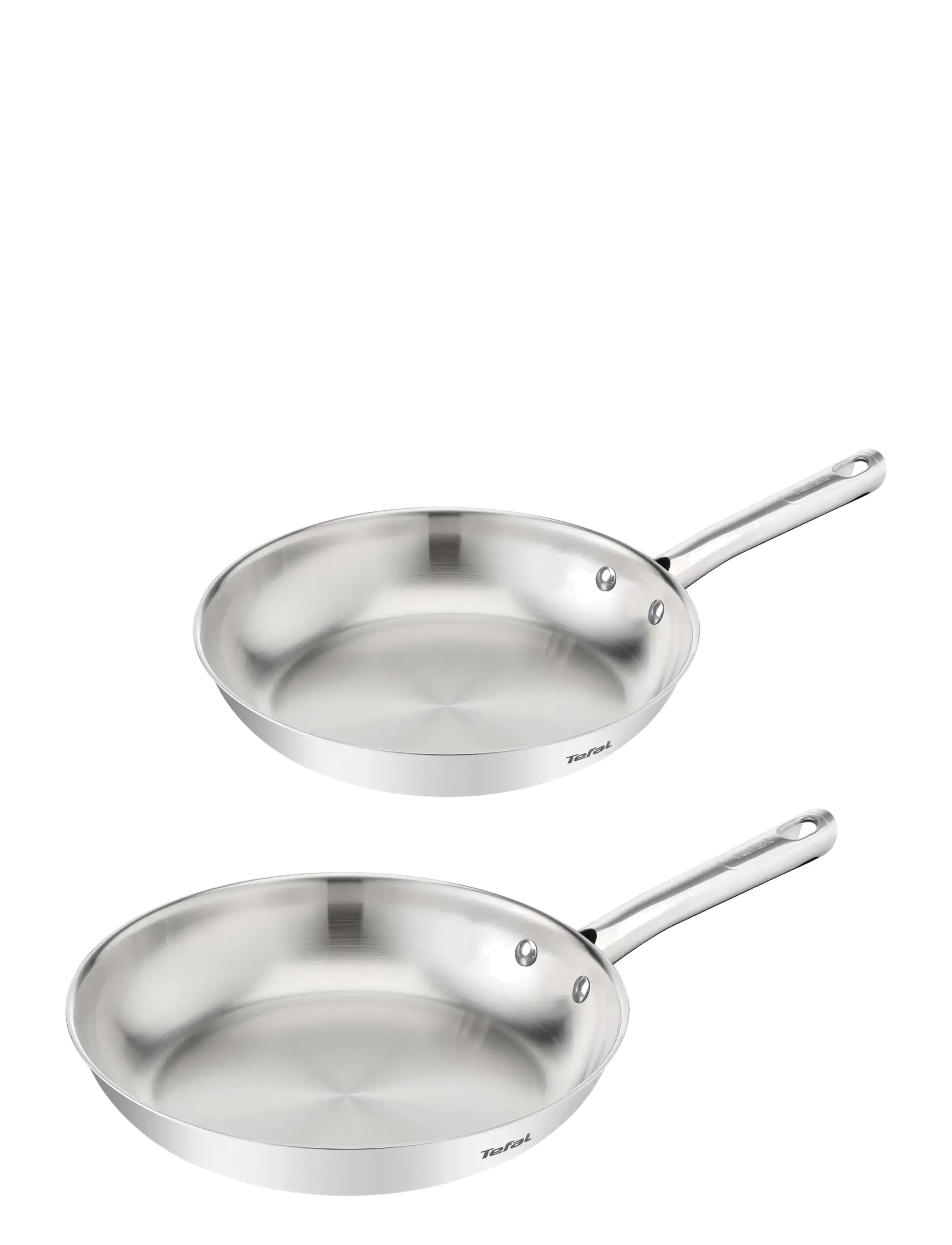 Tefal Duetto On Fry Pan 2 Pcs. Set (Fp 24+28 Cm), Uncoated, Stegepande, Sølv, Str: Ø24+28CM