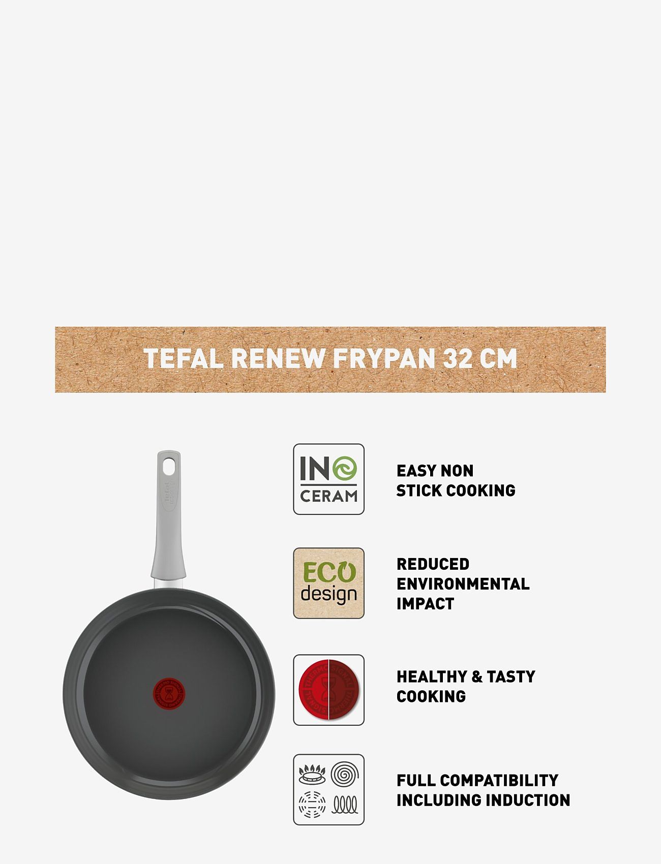 Tefal - Renew ON Frypan 32 cm Grey - grey - 3