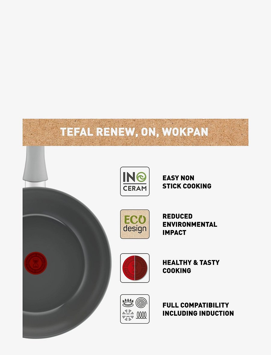 Tefal - Renew ON Wokpan 28 cm Grey - praepannid ja pannid - grey - 3