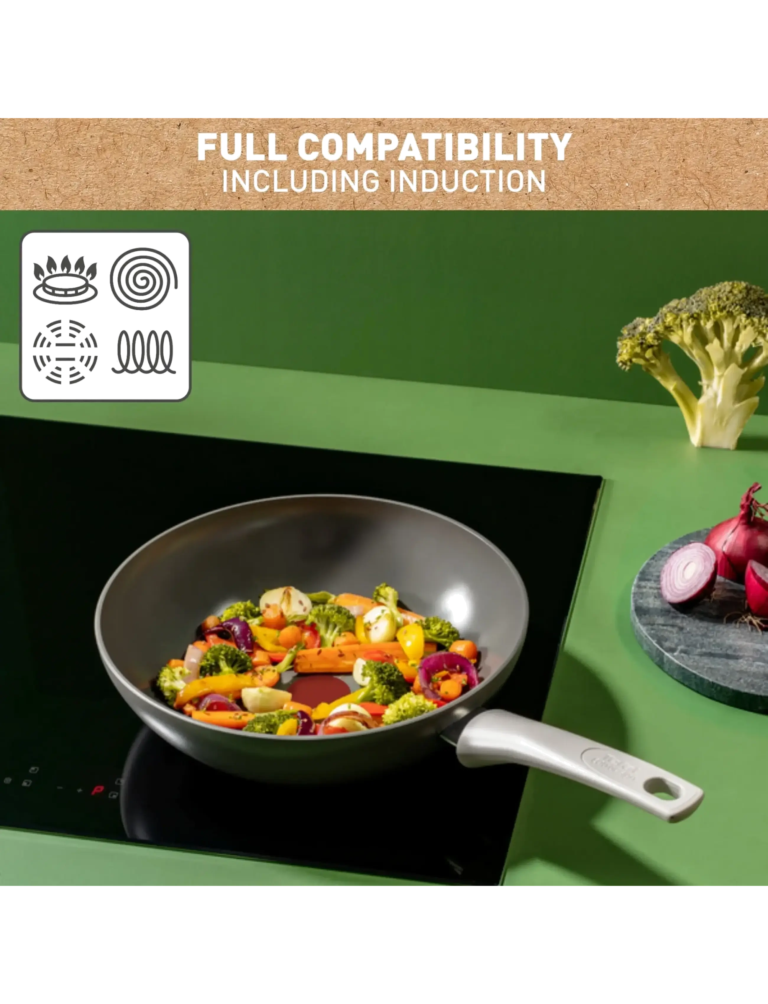 Tefal - Renew ON Wokpan 28 cm Grey - wokpander - grey - 4