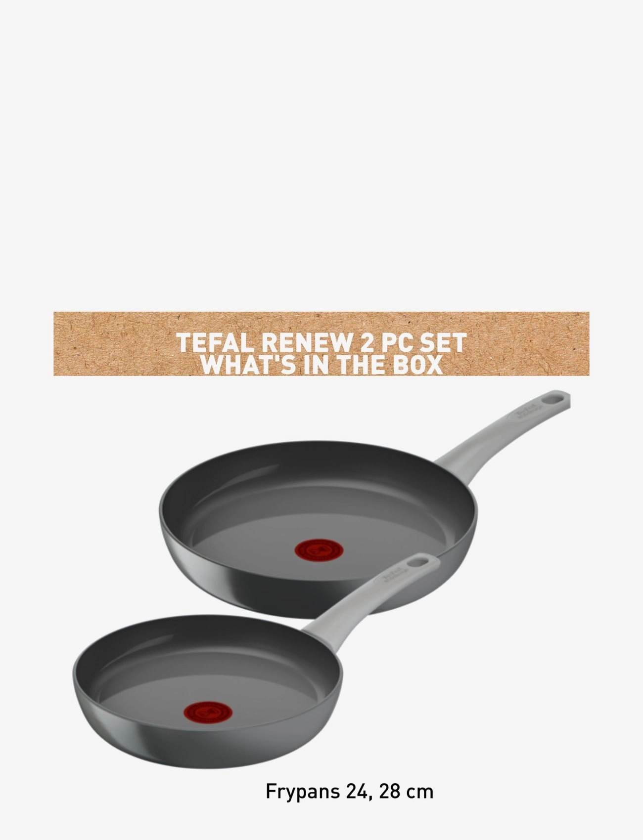 Tefal - Renew ON 2 pcs set Frypans 24 and 28 cm Grey - grey - 4