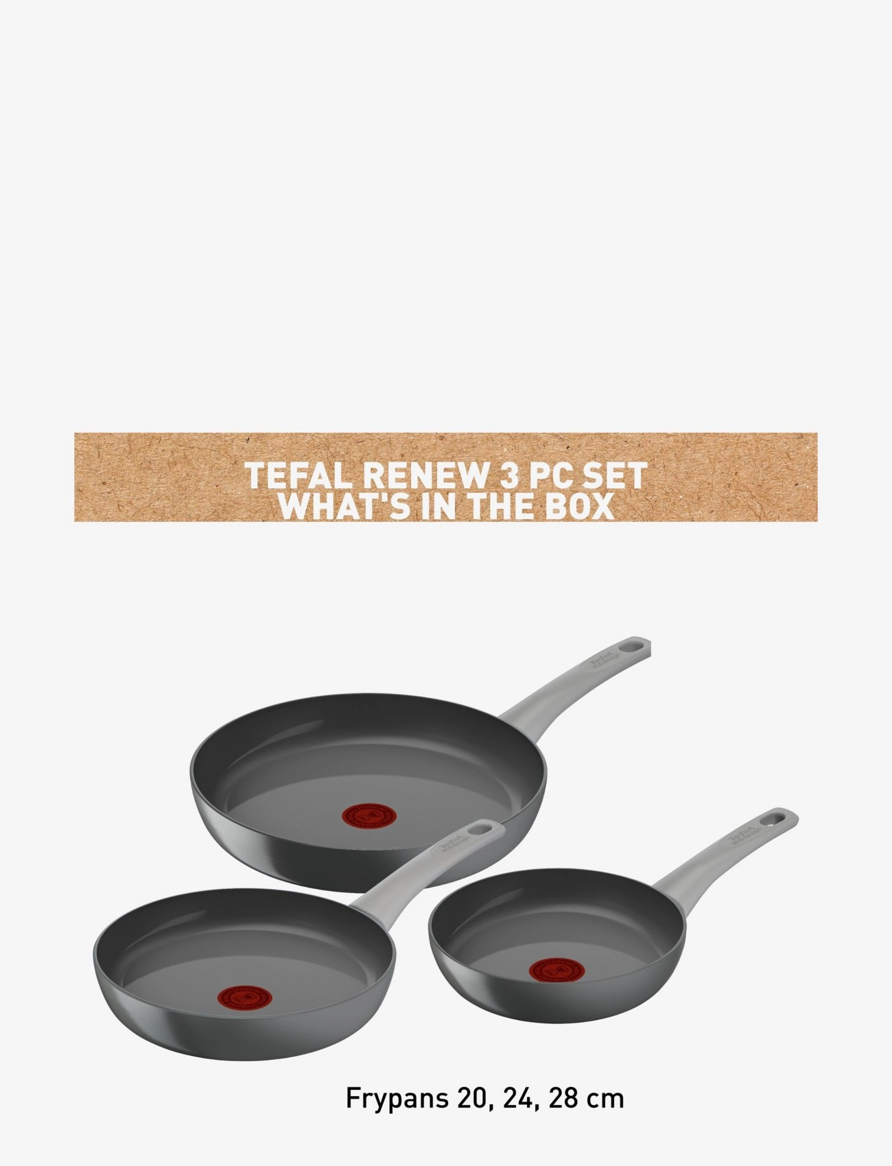 Tefal - Renew ON 3 pcs set : Frypans 20, 24 and 28 cm Grey - grey - 4