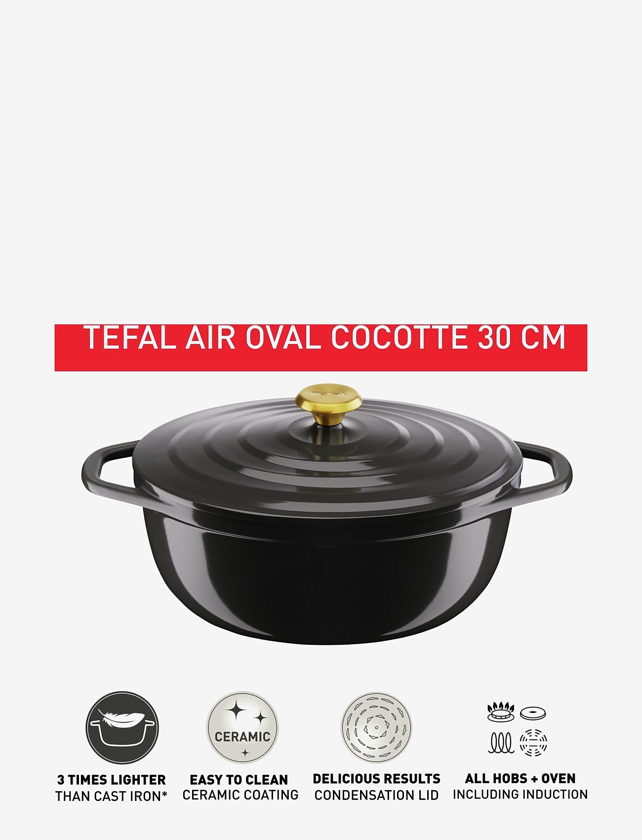 Tefal - Air oval stewpot 30 cm / 5,7 l. Grey - grytor - grey - 3