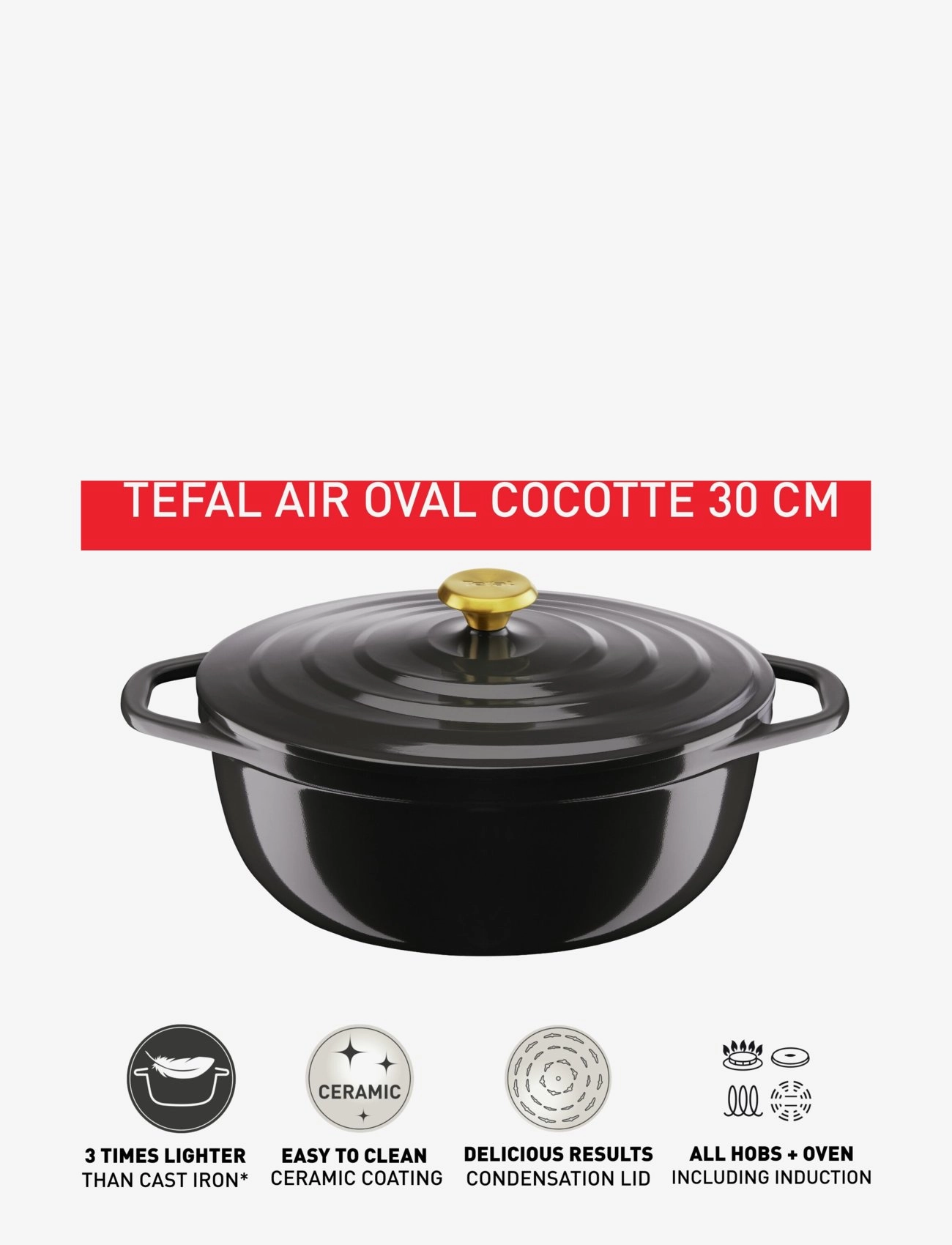 Tefal - Air oval stewpot 30 cm / 5,7 l. Grey - pajad - grey - 3