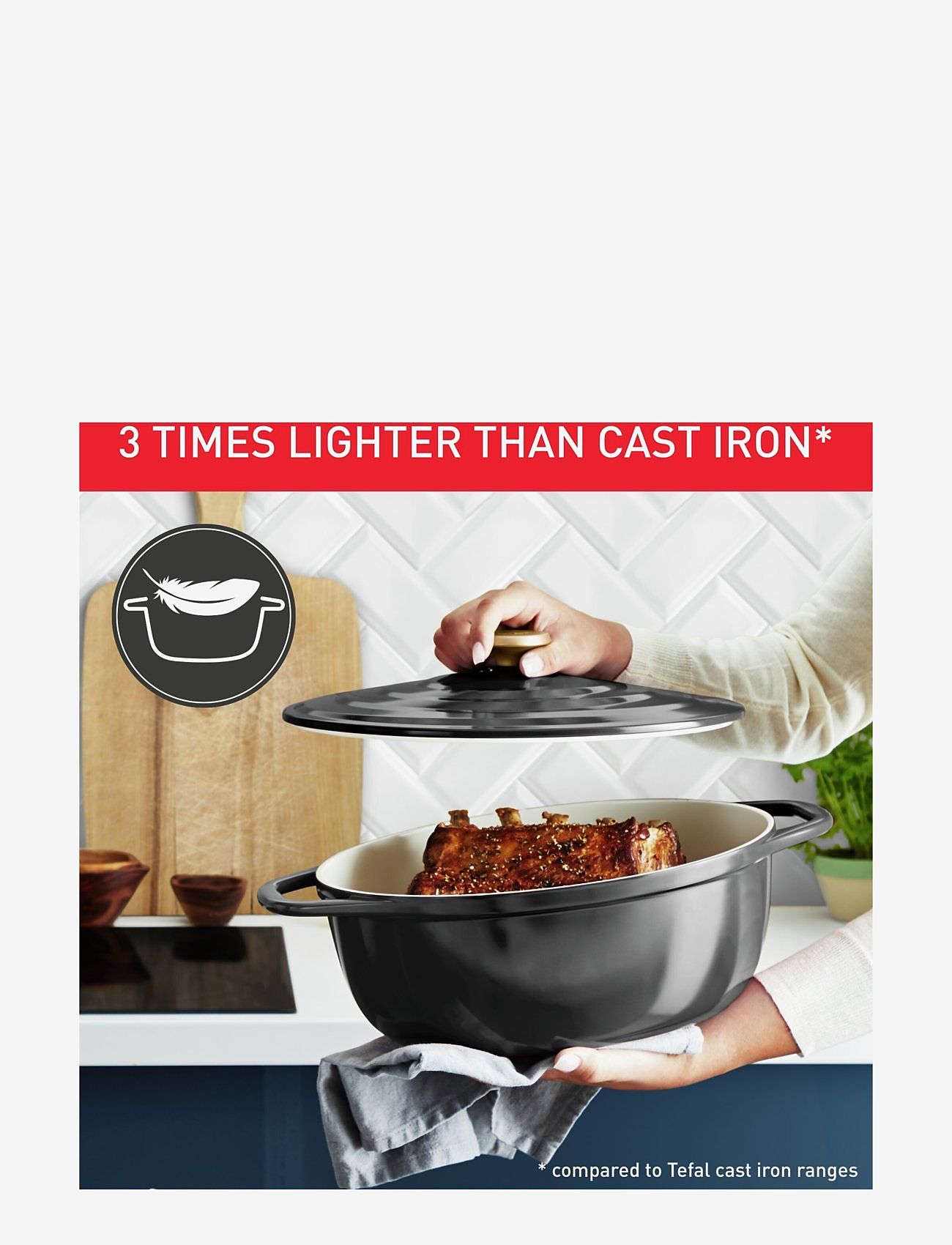 Tefal - Air oval stewpot 30 cm / 5,7 l. Grey - grytor - grey - 4